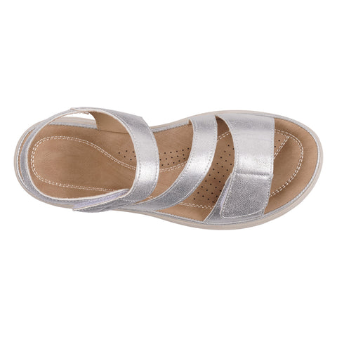 Women's Judy Silver Velcro Comfort Flat Sandals