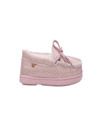 Classic Kids Moc with suede upper and fur lining Pink Glitter