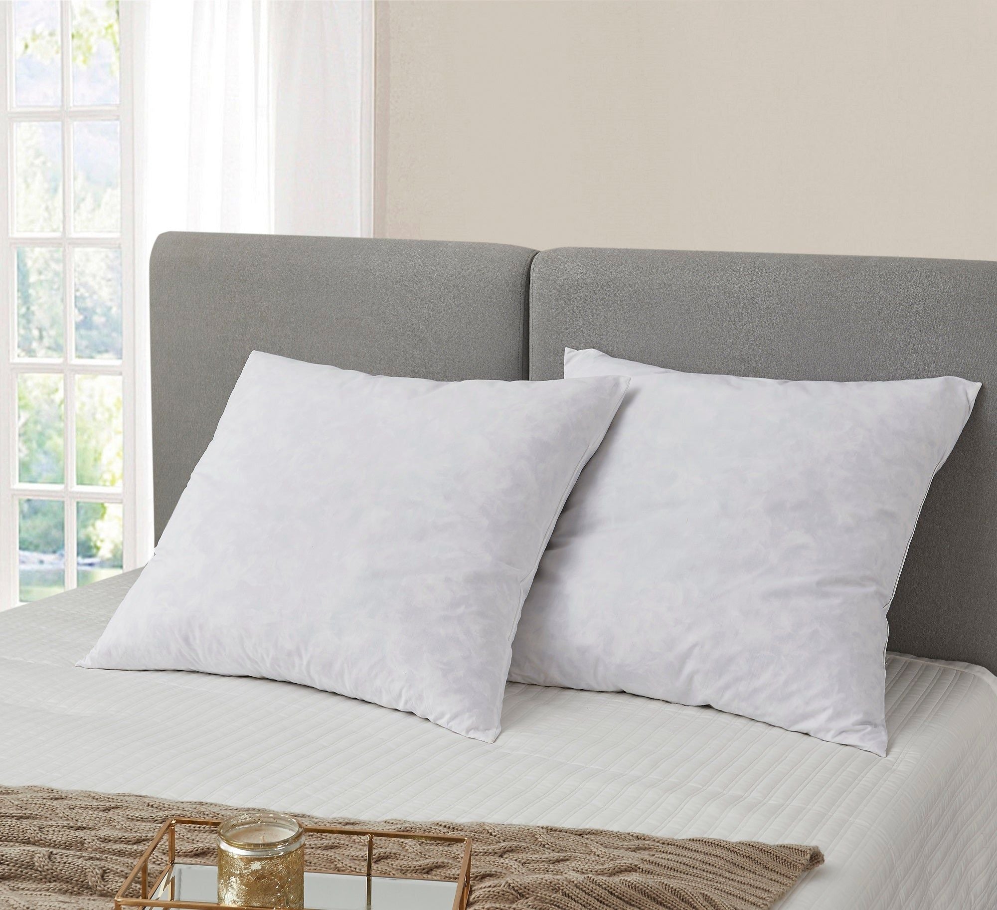  Blue Ridge Home Fashions Firm Cotton Euro-Square Feather Pillows 2 Pack - White - Bonton