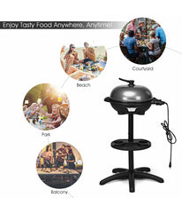 Electric BBQ Grill 1350W Non-stick 4 Temperature Setting Outdoor Garden Camping Black