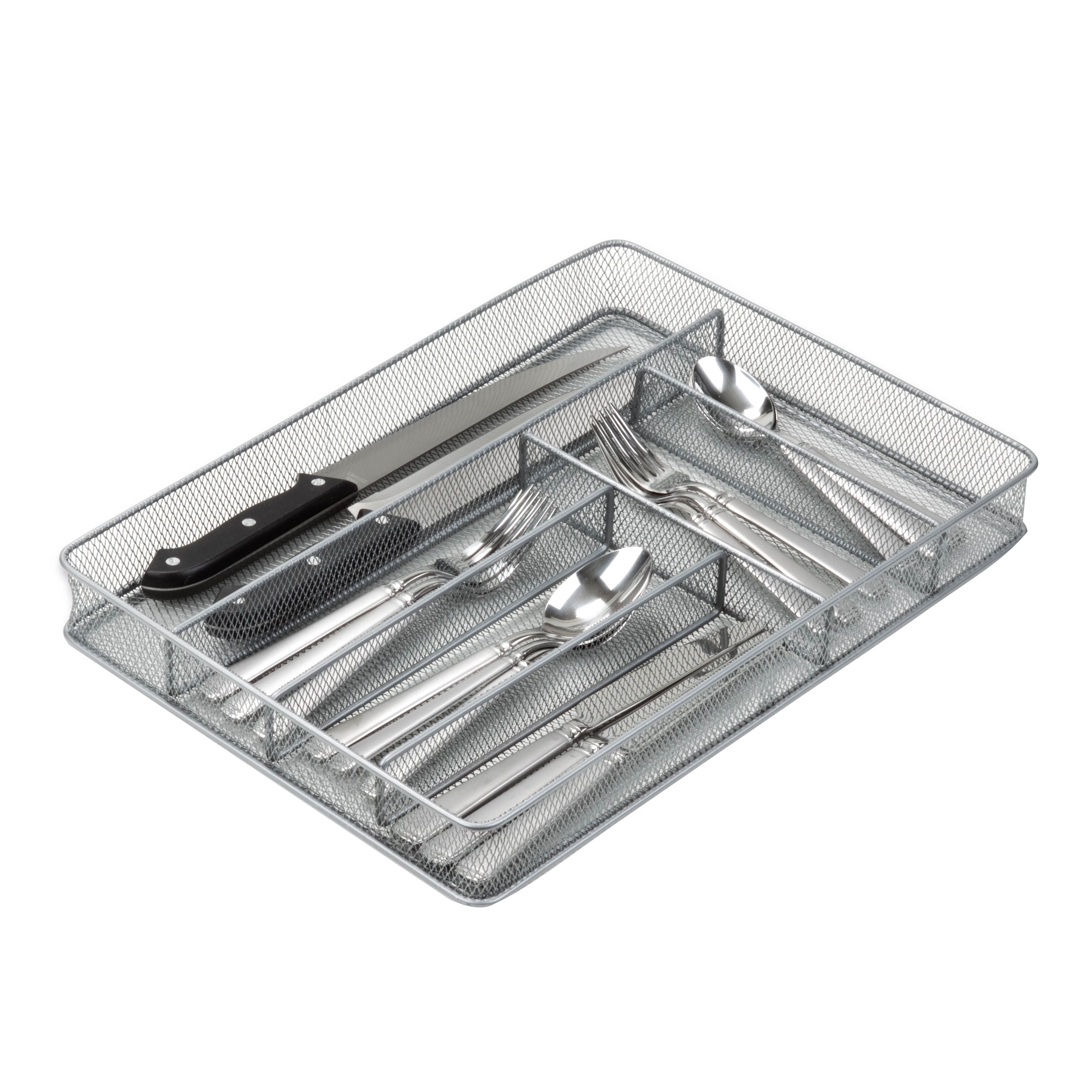  Honey-Can-Do Mesh Cutlery Tray Large - Silver - Bonton