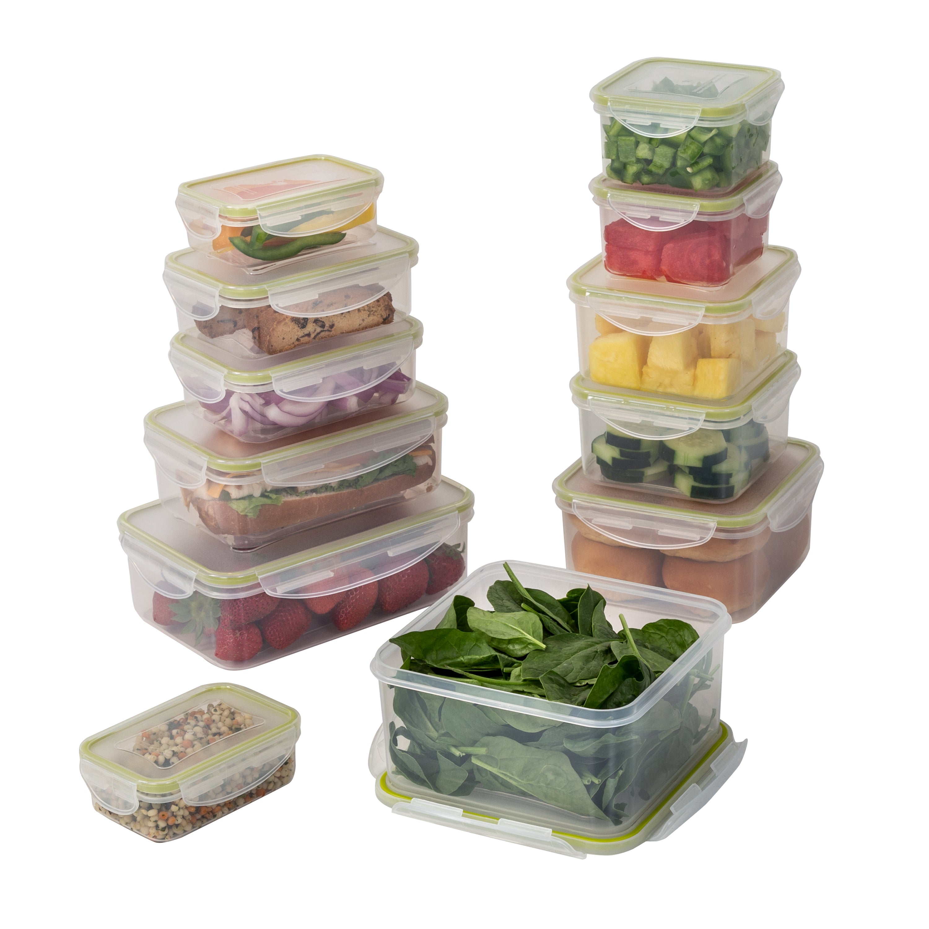  Honey-Can-Do Snap-Lock Food Storage, 24-Piece Set - Clear - Bonton