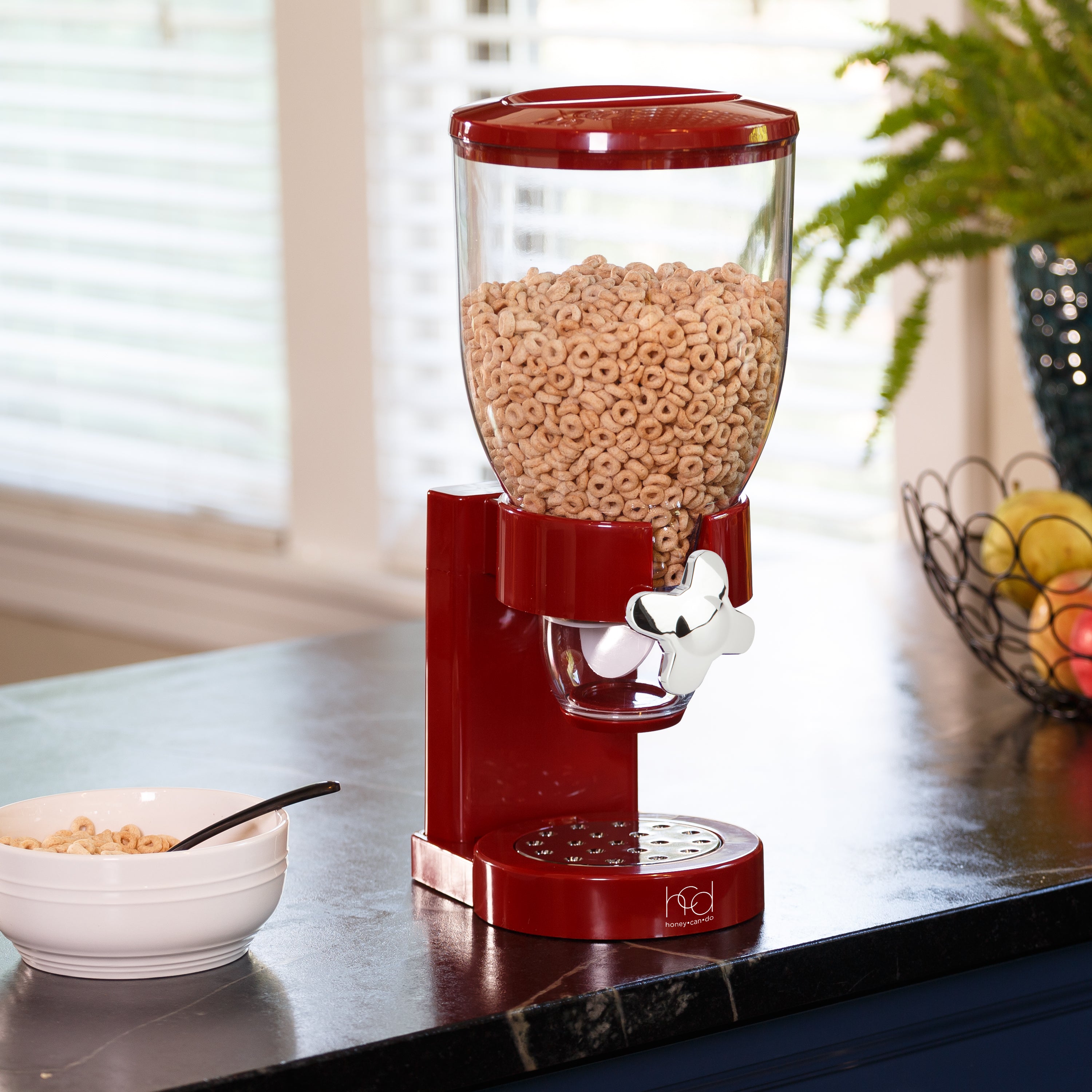  Honey-Can-Do Cereal Dispenser with Portion Control - Red - Bonton