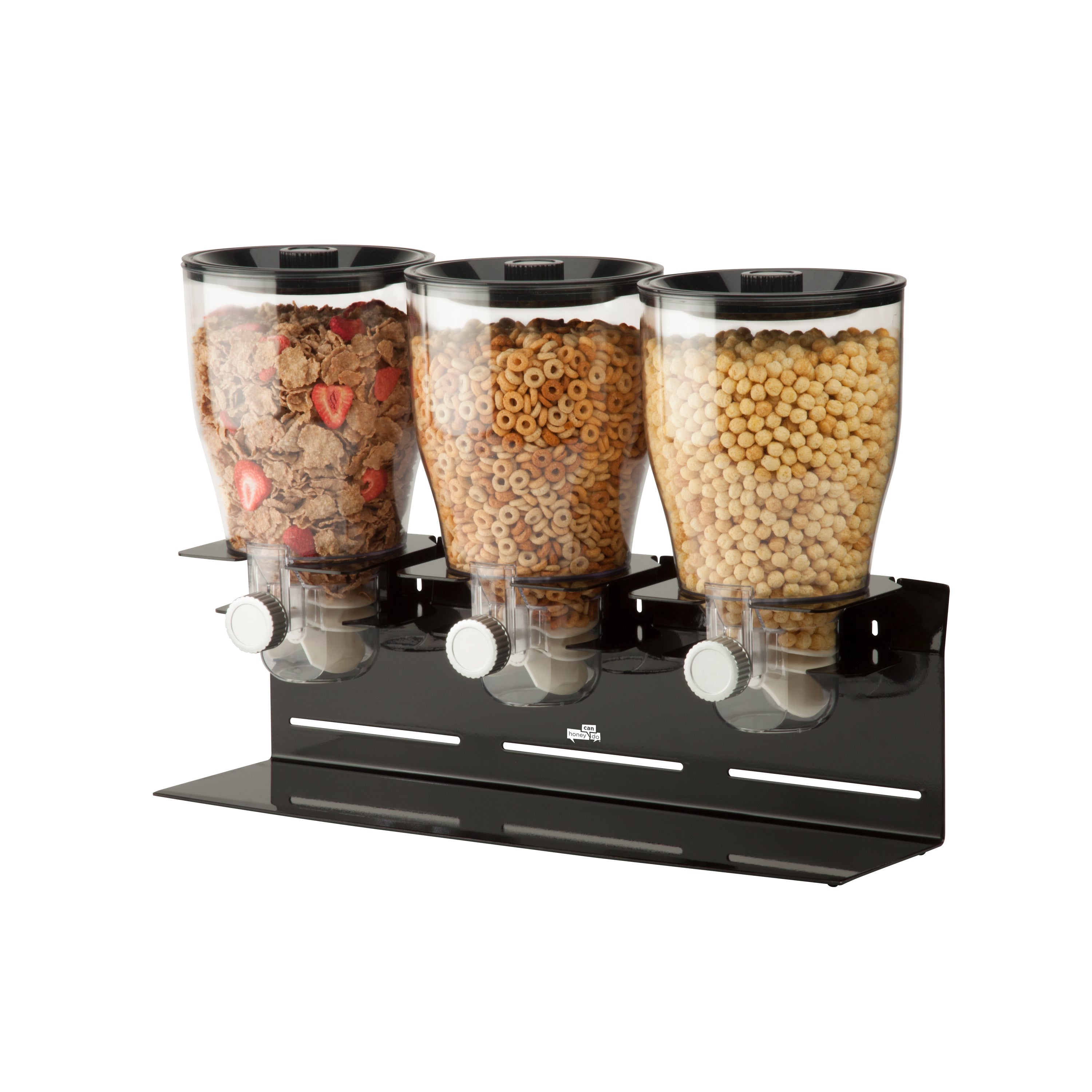  Honey-Can-Do Triple Canister Commercial Cereal Dispenser - Black - Bonton