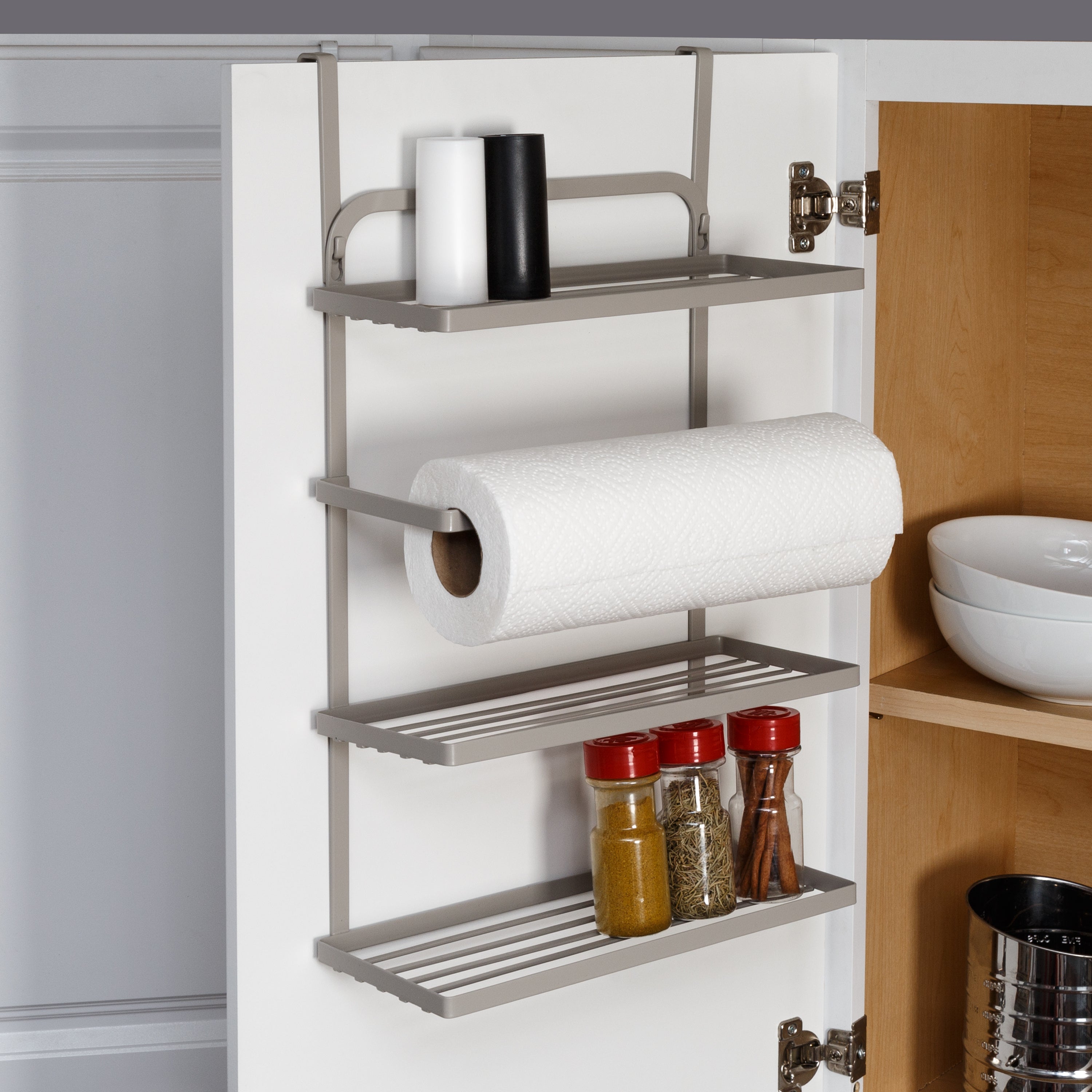  Honey-Can-Do Steel Spice Rack with Paper Towel Holder - Grey - Bonton