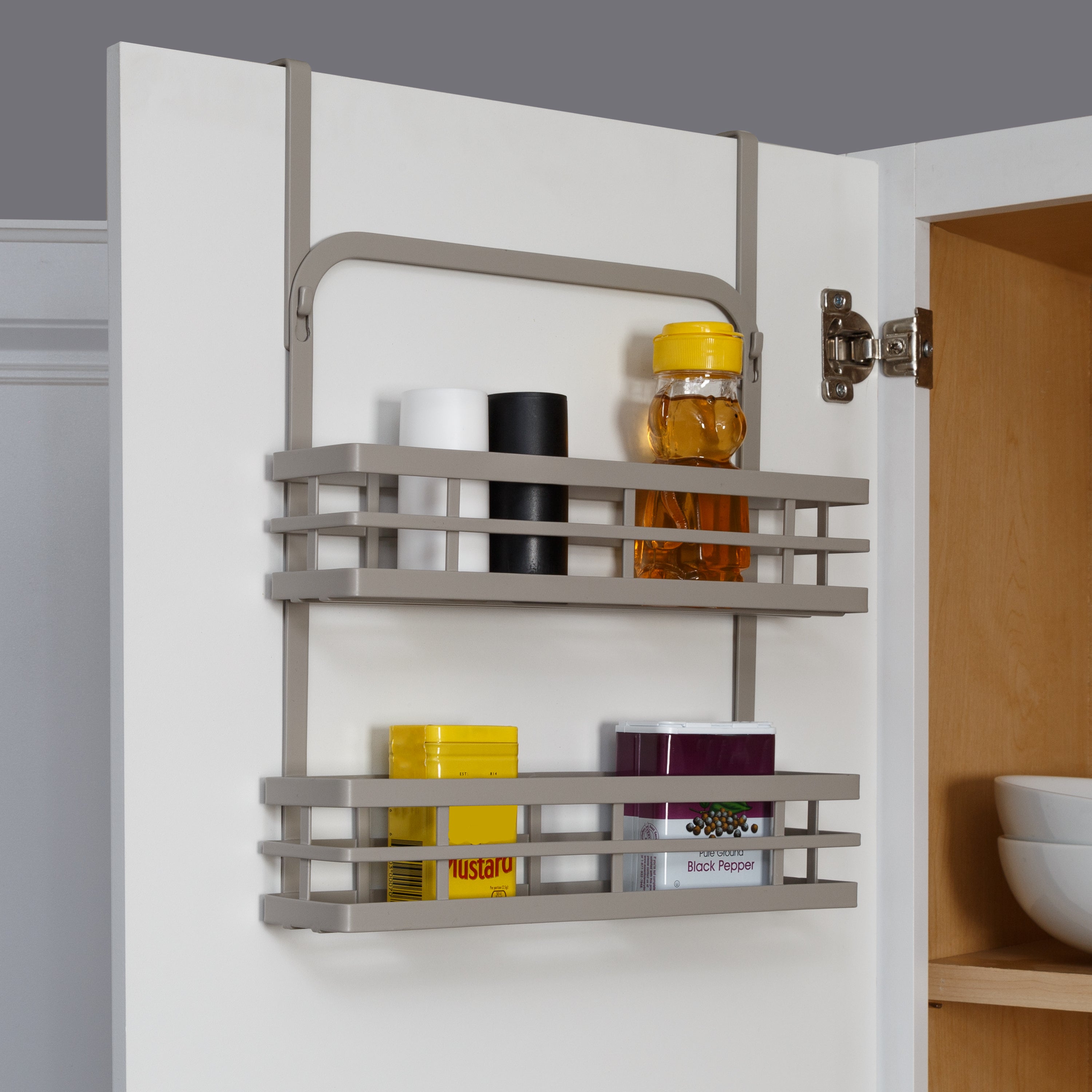  Honey-Can-Do Cabinet Door Spice Rack with Over the Door Hooks - Grey - Bonton