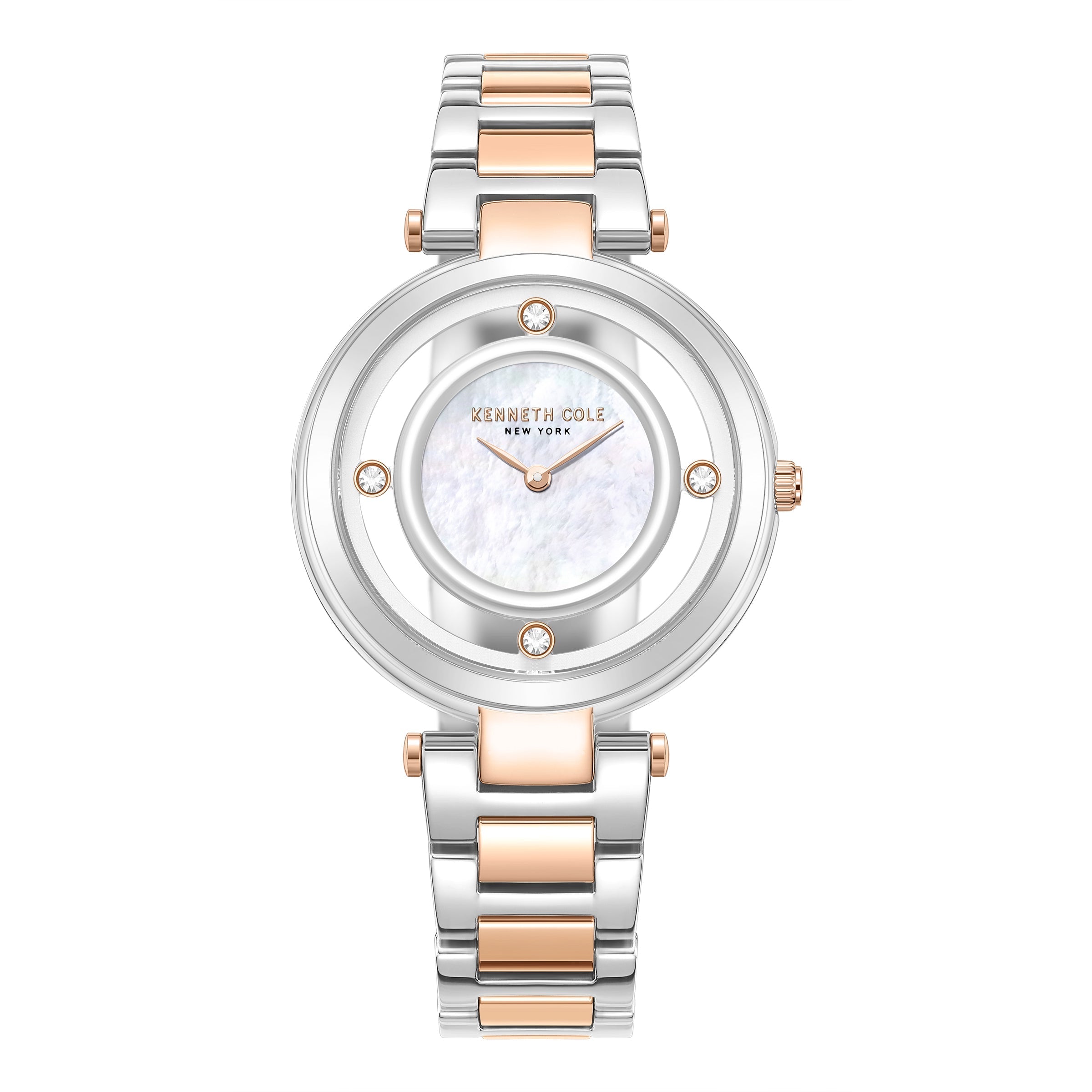  New York Ladies Transparent Dial Watch - Silver - Bonton