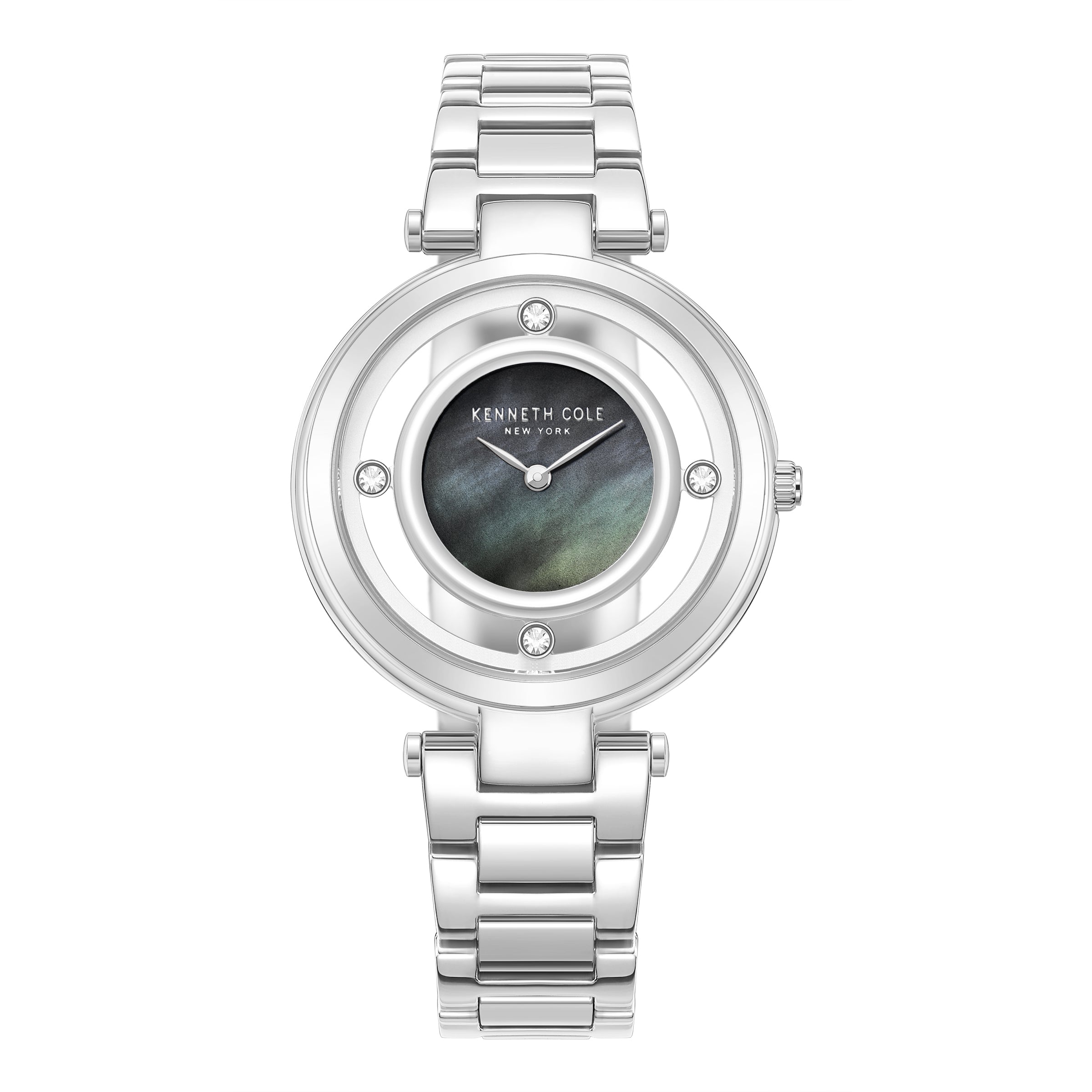  New York Ladies Transparent Dial Watch - Silver - Bonton