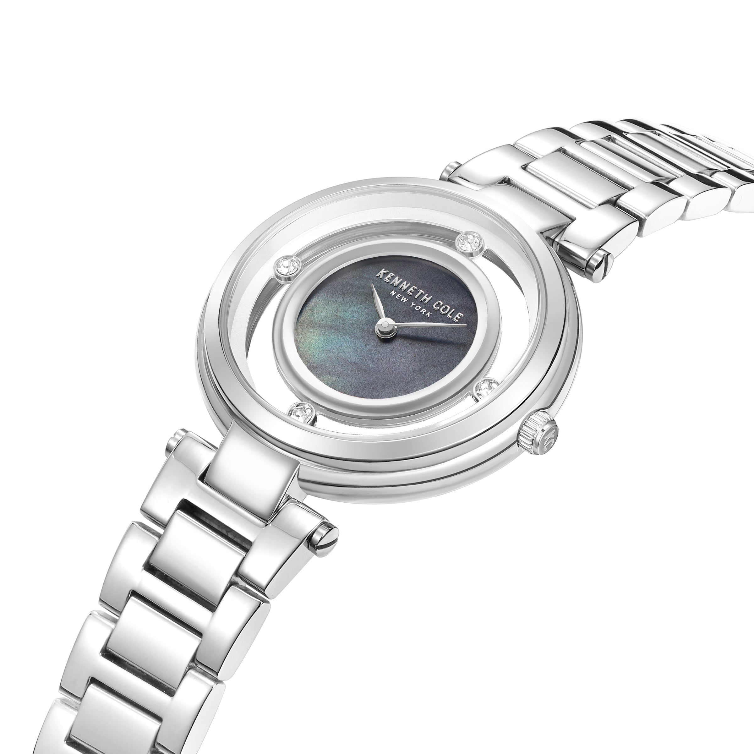  New York Ladies Transparent Dial Watch - Silver - Bonton