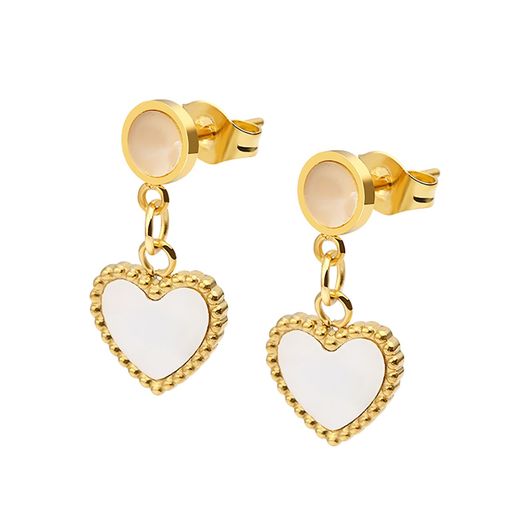  Gemesis Jewels by Edforce Mother of Pearl Heart Shaped Earrings - Silver - Bonton