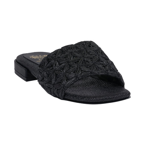 Women's Kendra Black Woven Flat Sandals