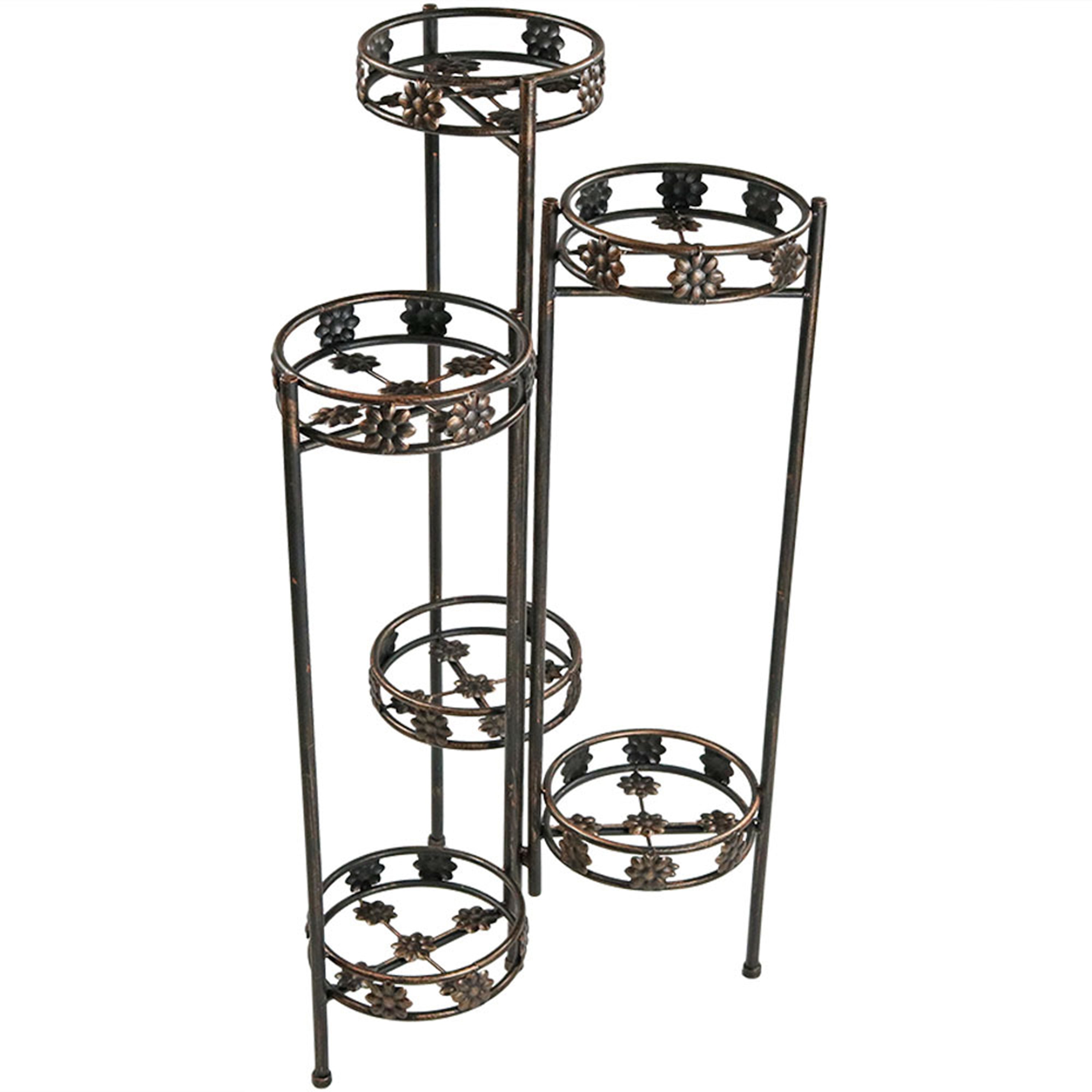  Sunnydaze Decor Metal Folding Decorative 6-Tiered Potted Flower Plant Stand Display - 45