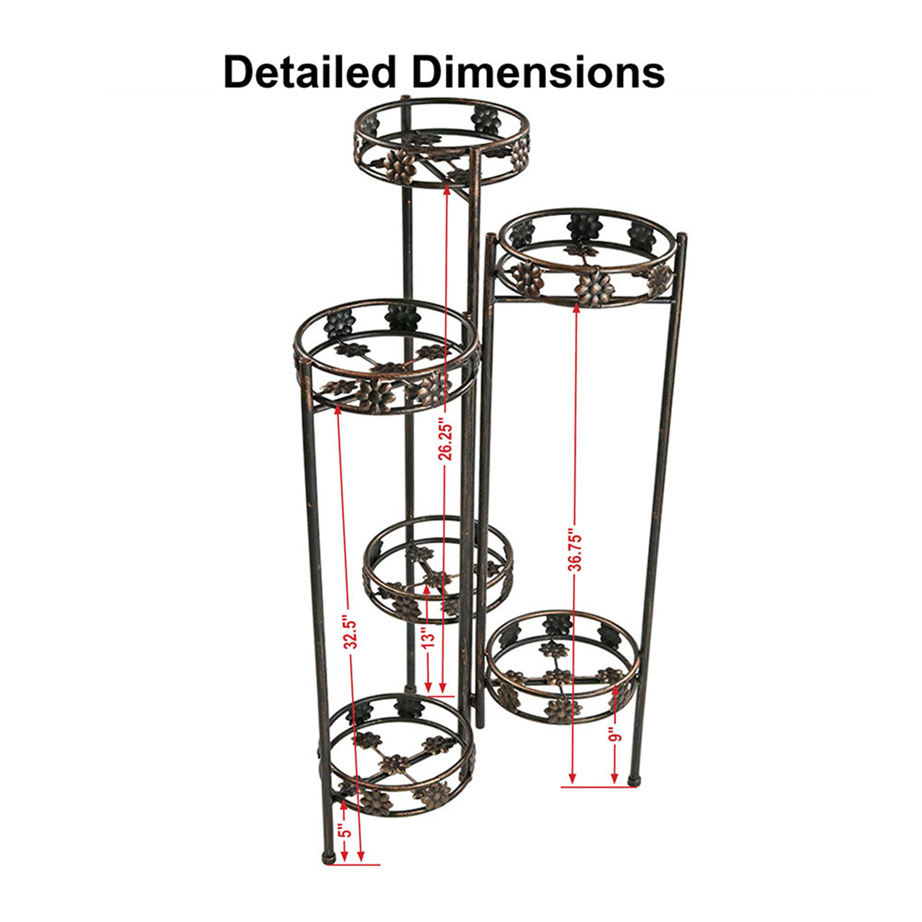  Sunnydaze Decor Metal Folding Decorative 6-Tiered Potted Flower Plant Stand Display - 45