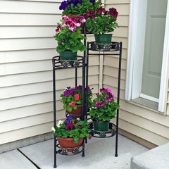 Metal Folding Decorative 6-Tiered Potted Flower Plant Stand Display - 45" - Bronze