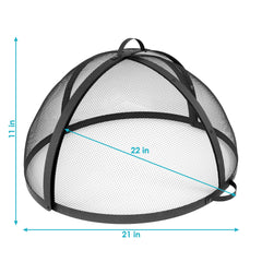 Heavy-Duty Steel Mesh Round Easy-Opening Camp Fire Pit Spark Screen Lid with Hinged Door