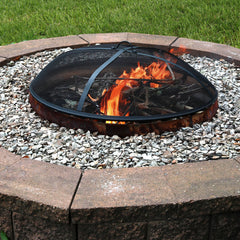 Heavy-Duty Steel Mesh Round Camp Fire Pit Spark Screen Lid with Handle