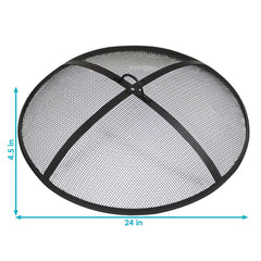 Heavy-Duty Steel Mesh Round Camp Fire Pit Spark Screen Lid with Handle