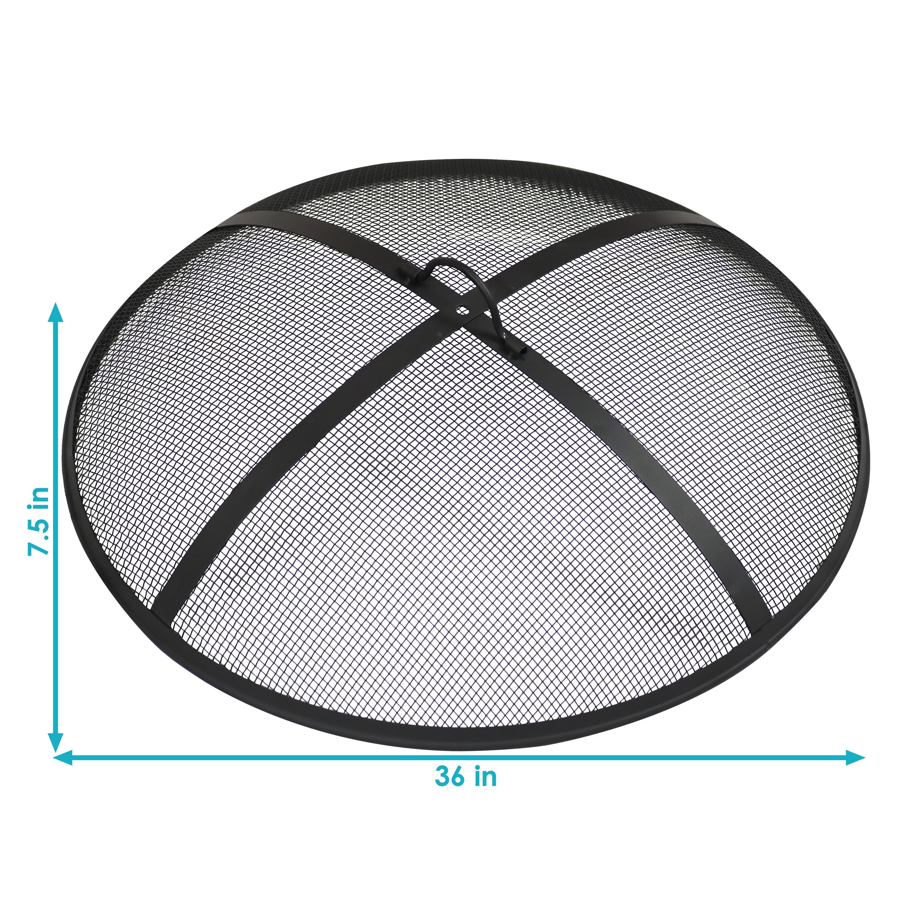  Sunnydaze Decor Heavy-Duty Steel Mesh Round Camp Fire Pit Spark Screen Lid with Handle - Black - Bonton