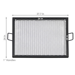 Camping or Backyard Heavy-Duty Steel Square X-Marks Fire Pit Cooking Grilling Grate