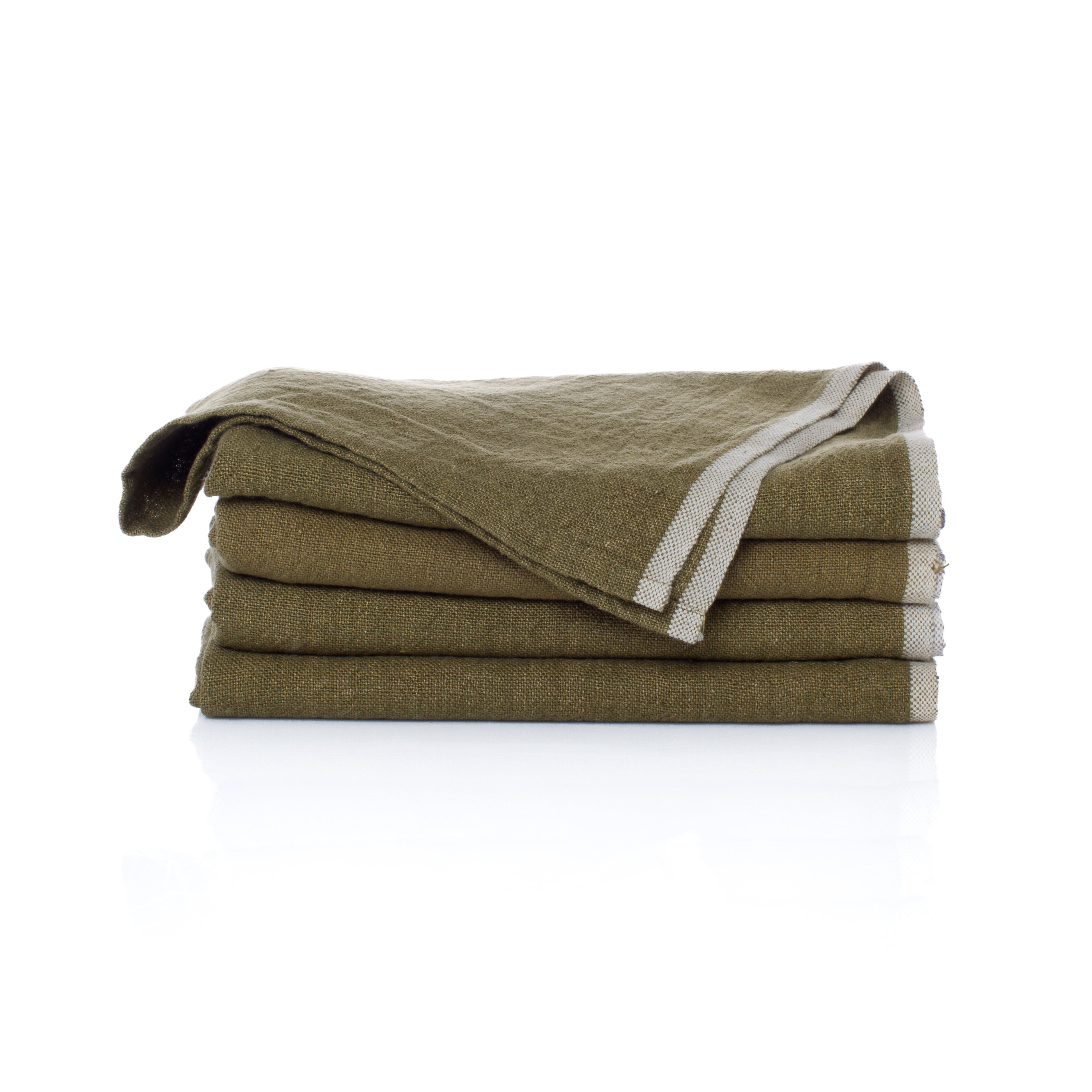  Caravan Chunky Linen Napkins, Set of 4 - Moss Green - Bonton