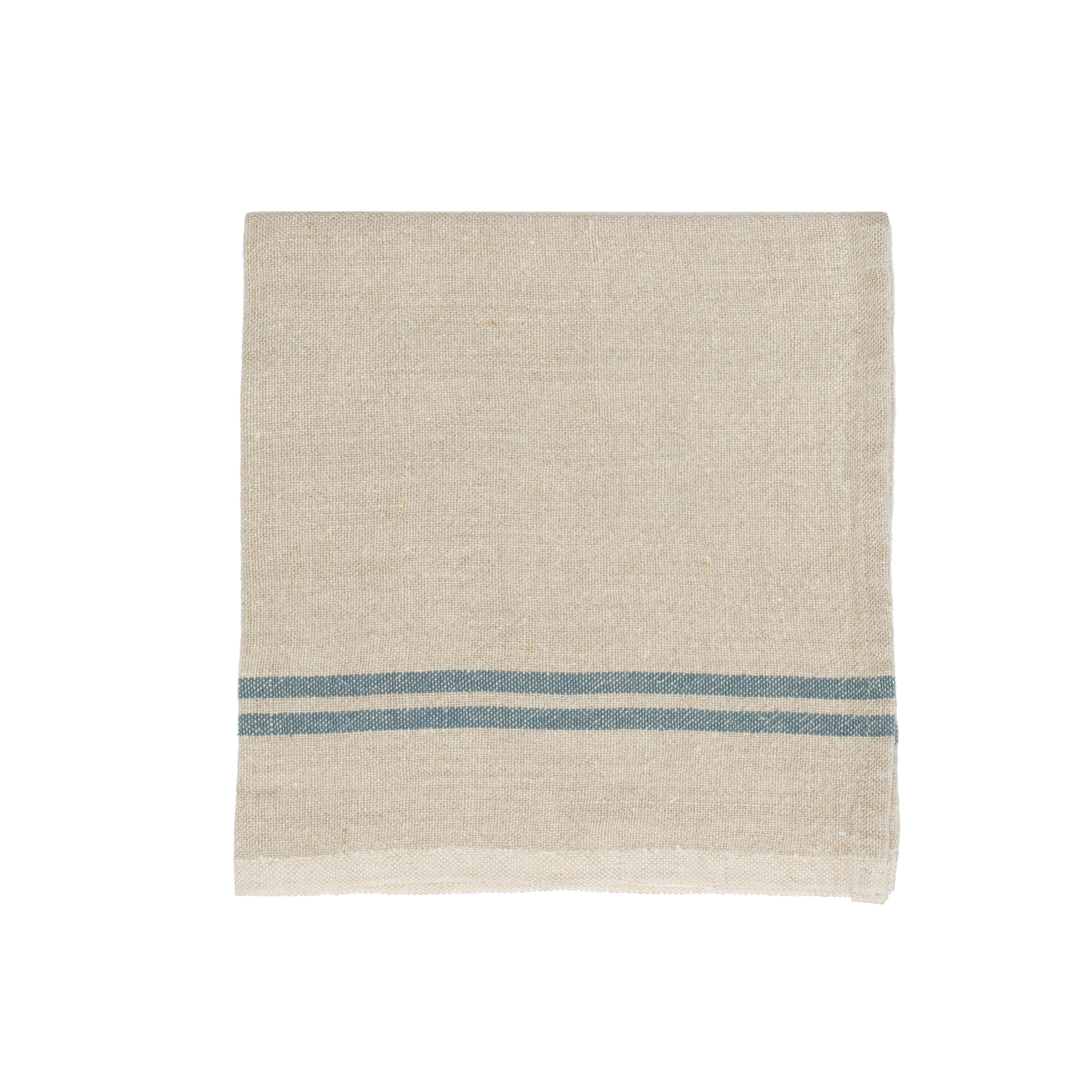  Caravan Vintage Linen Napkins, Set of 4 - Ivory & Grey - Bonton