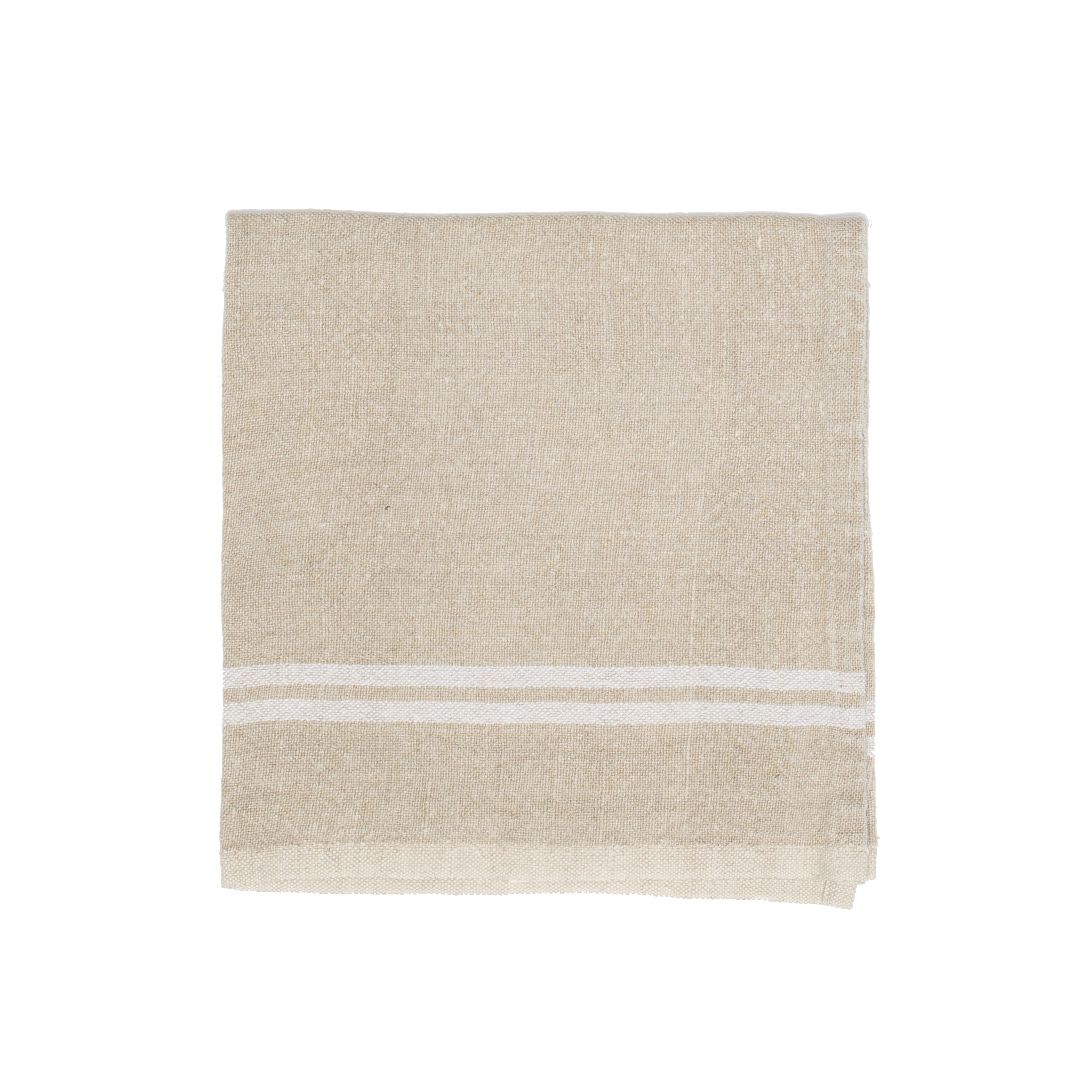  Caravan Vintage Linen Napkins, Set of 4 - Ivory & Grey - Bonton