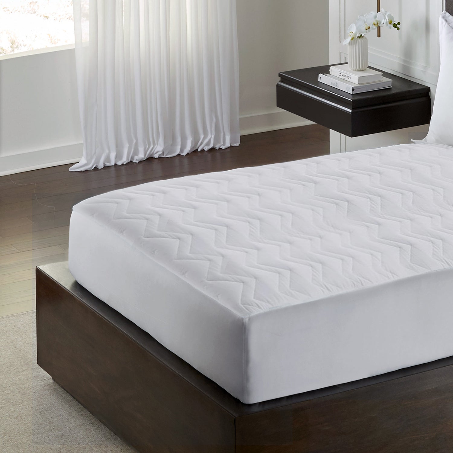  Kathy Ireland Kathy Ireland Microfiber Classic Down Alternative Mattress Pad - White - Bonton