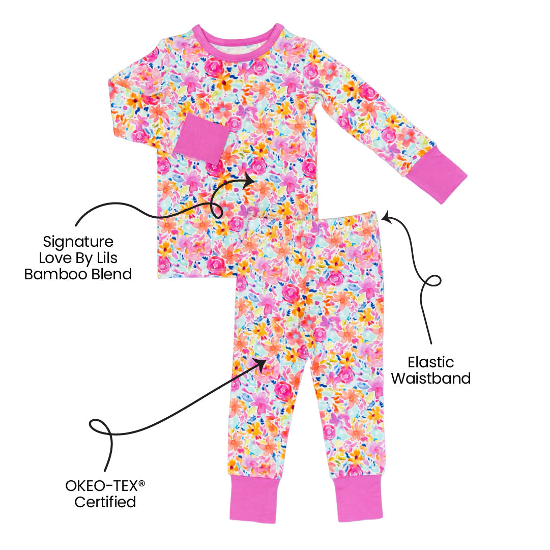  Laree + Co. Korrie Floral Bamboo 2-Piece Long Sleeve Set - 2T - Bonton