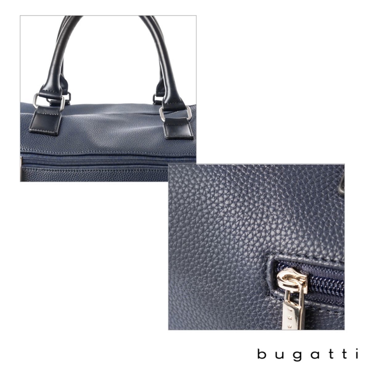  Bugatti Contrast Collection Duffle Bag - Vegan Leather - Navy - Bonton