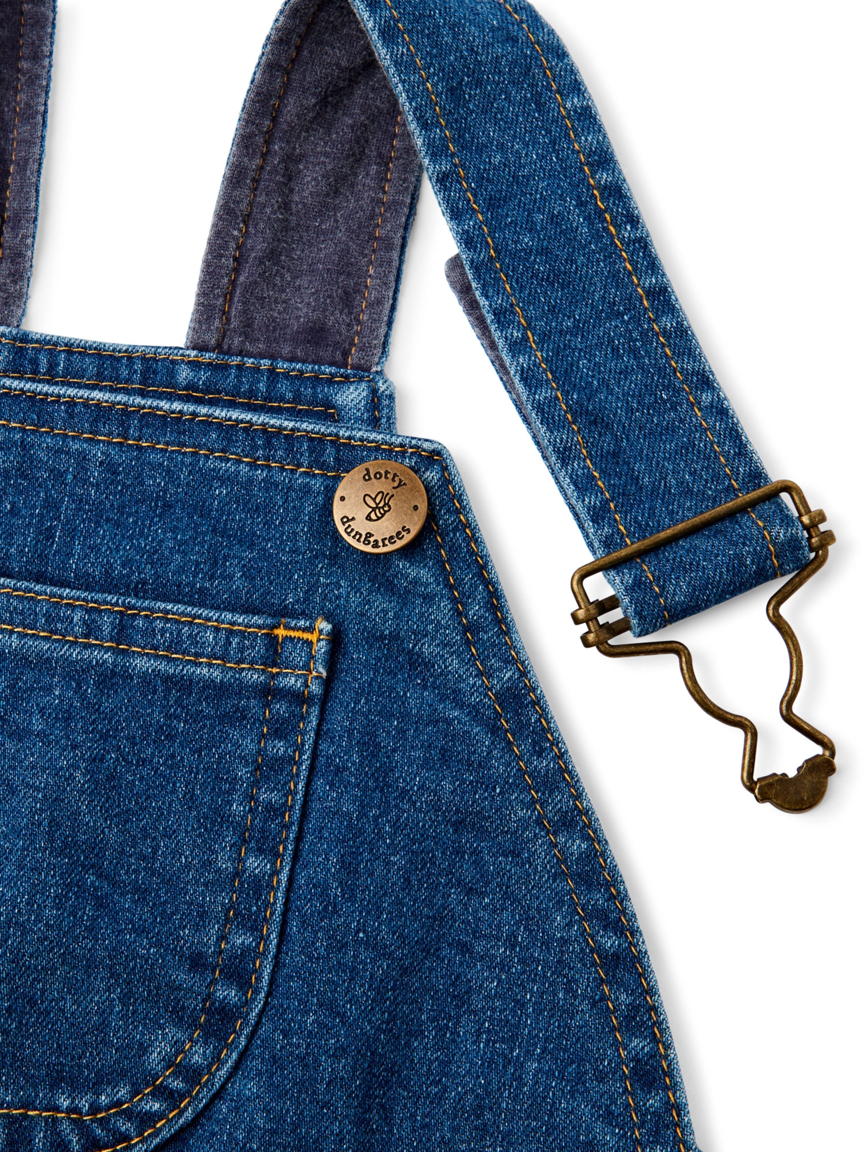  Dotty Dungarees Classic Stonewash Denim Overalls - Blue - Bonton