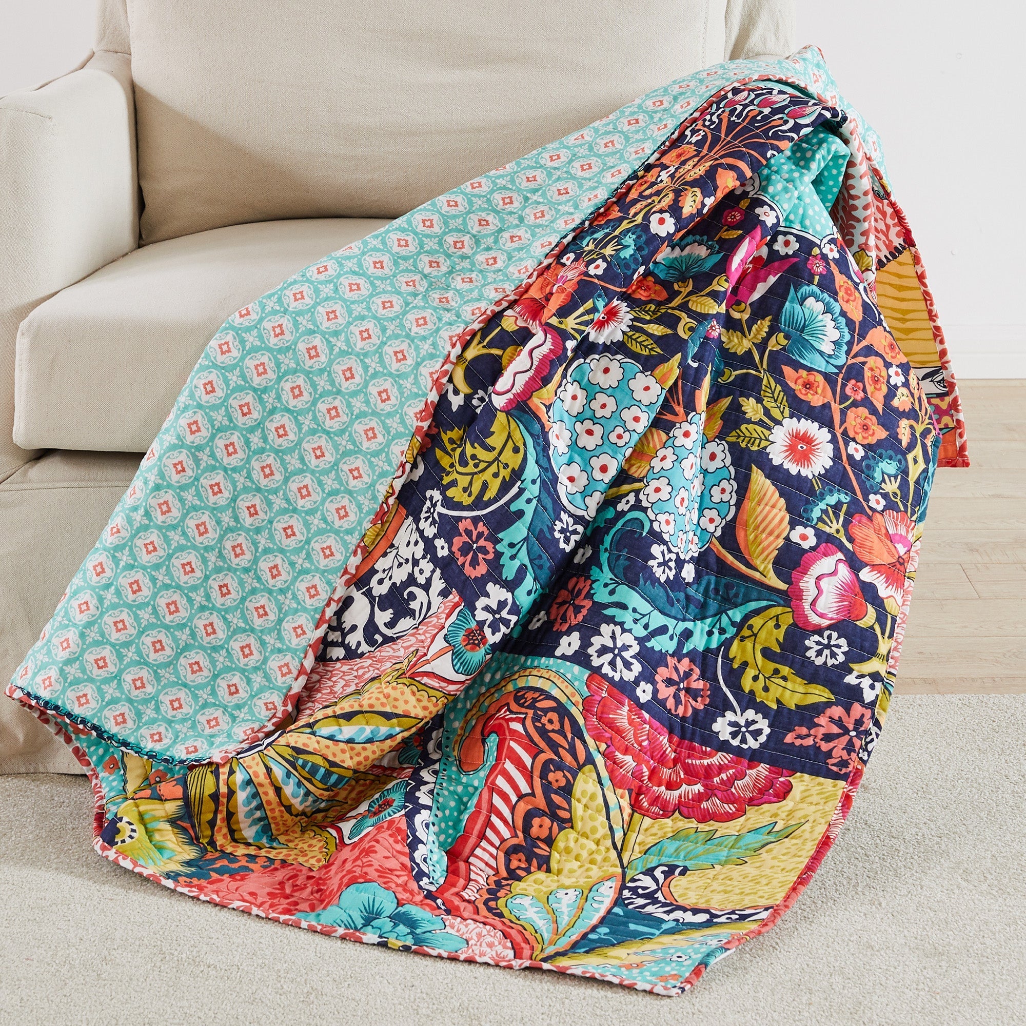  Levtex Home Jules Reversible Quilted Throw - Multi - Bonton