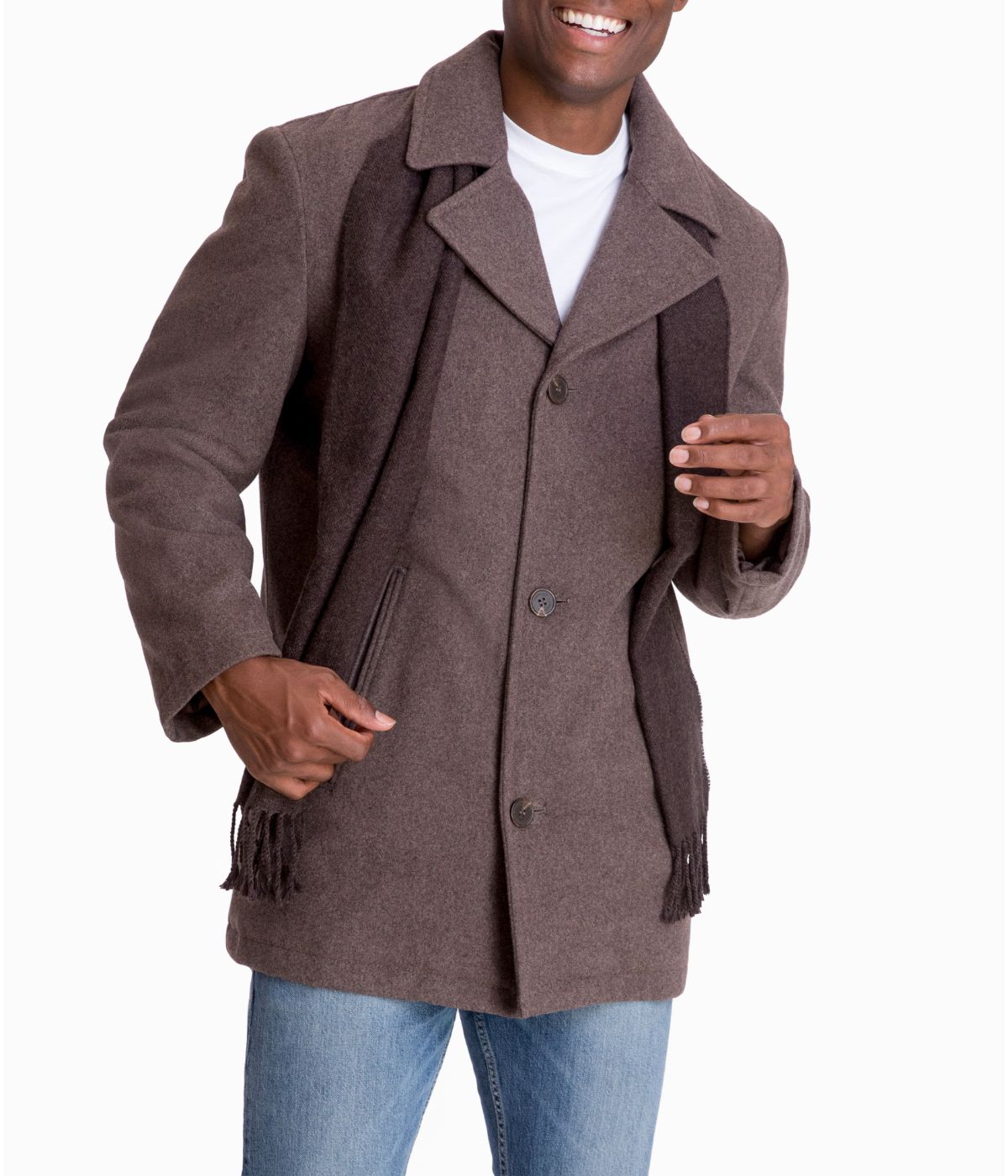  LONDON FOG Wool Blend Single Breasted Button Front Mocha Heather - Mocha Heather - Bonton