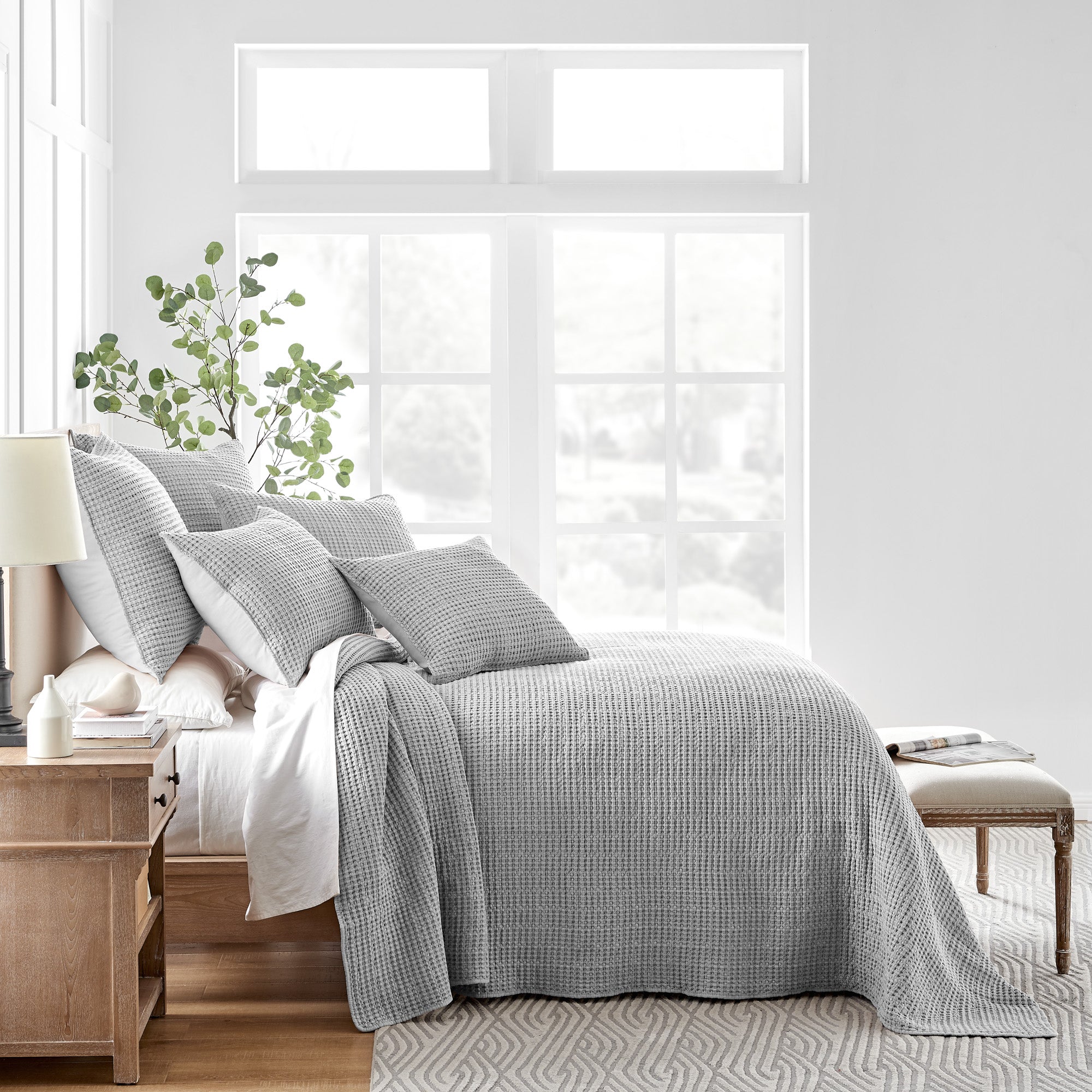  Levtex Home Mills Waffle Bedspread Set - Grey - Bonton