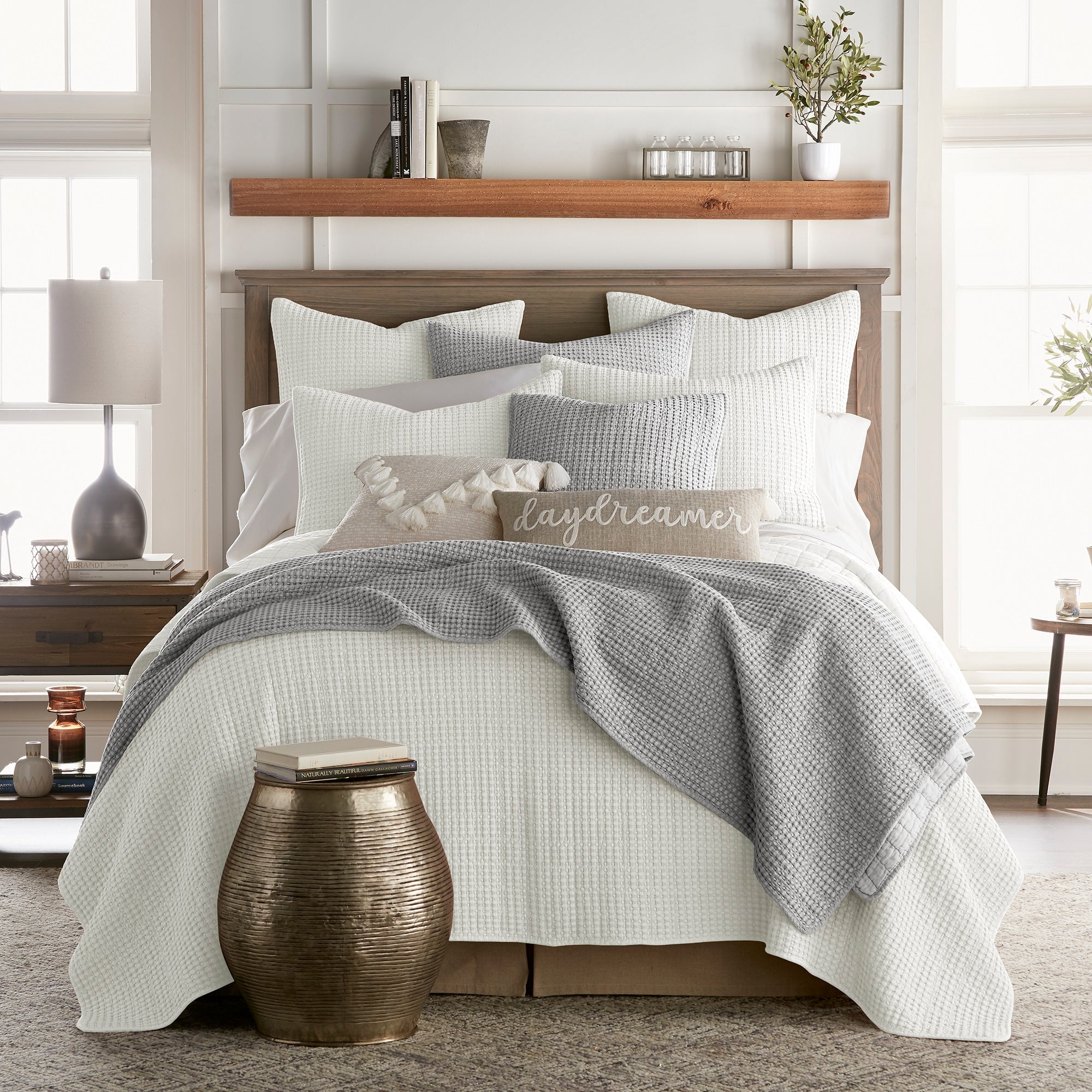  Levtex Home Mills Waffle Quilt Set Grey - Grey - Bonton