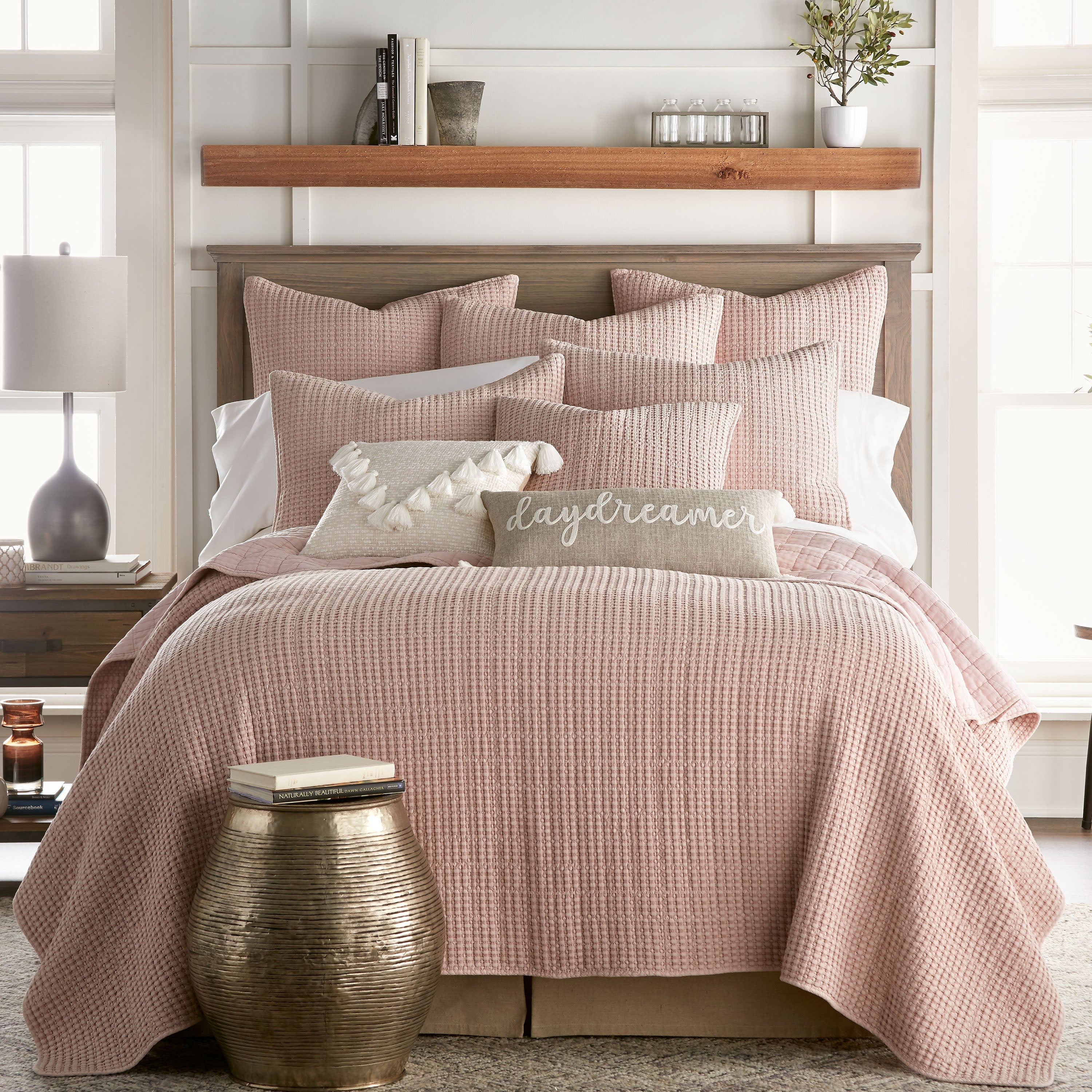  Levtex Home Mills Waffle Square Pillow Blush - Blush - Bonton