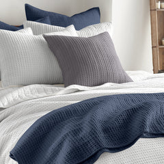 Mills Waffle Square Pillow Navy