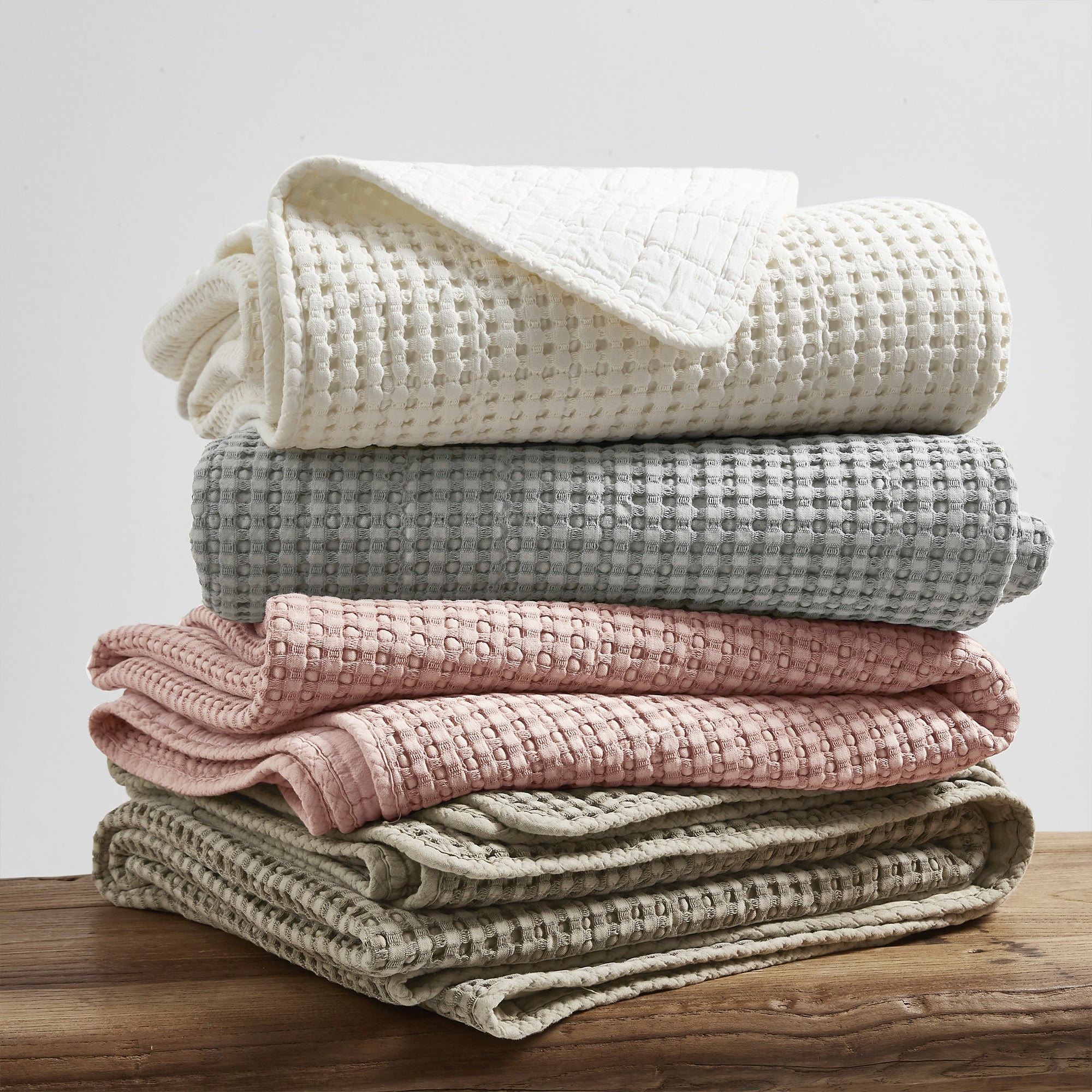  Levtex Home Mills Waffle Quilted Throw Blush - Blush - Bonton