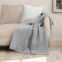 Mills Waffle Quilted Throw Coral