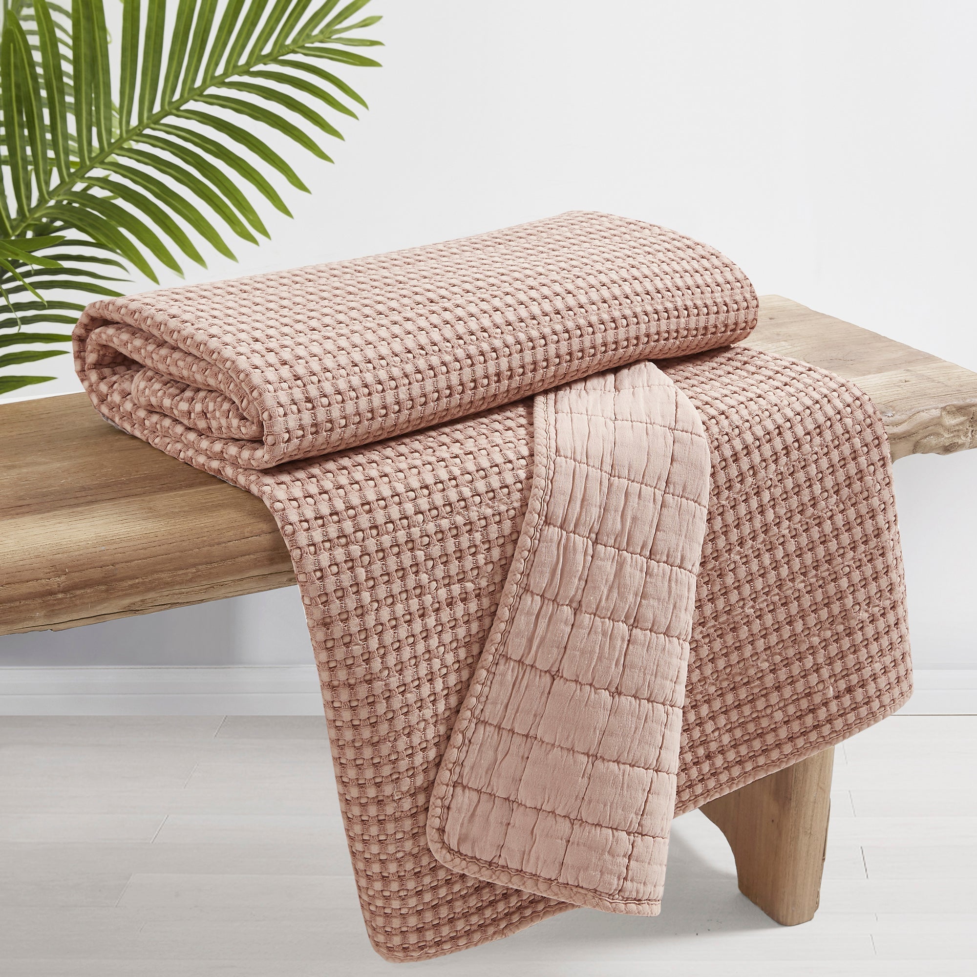  Levtex Home Mills Waffle Quilted Throw Coral - Coral - Bonton