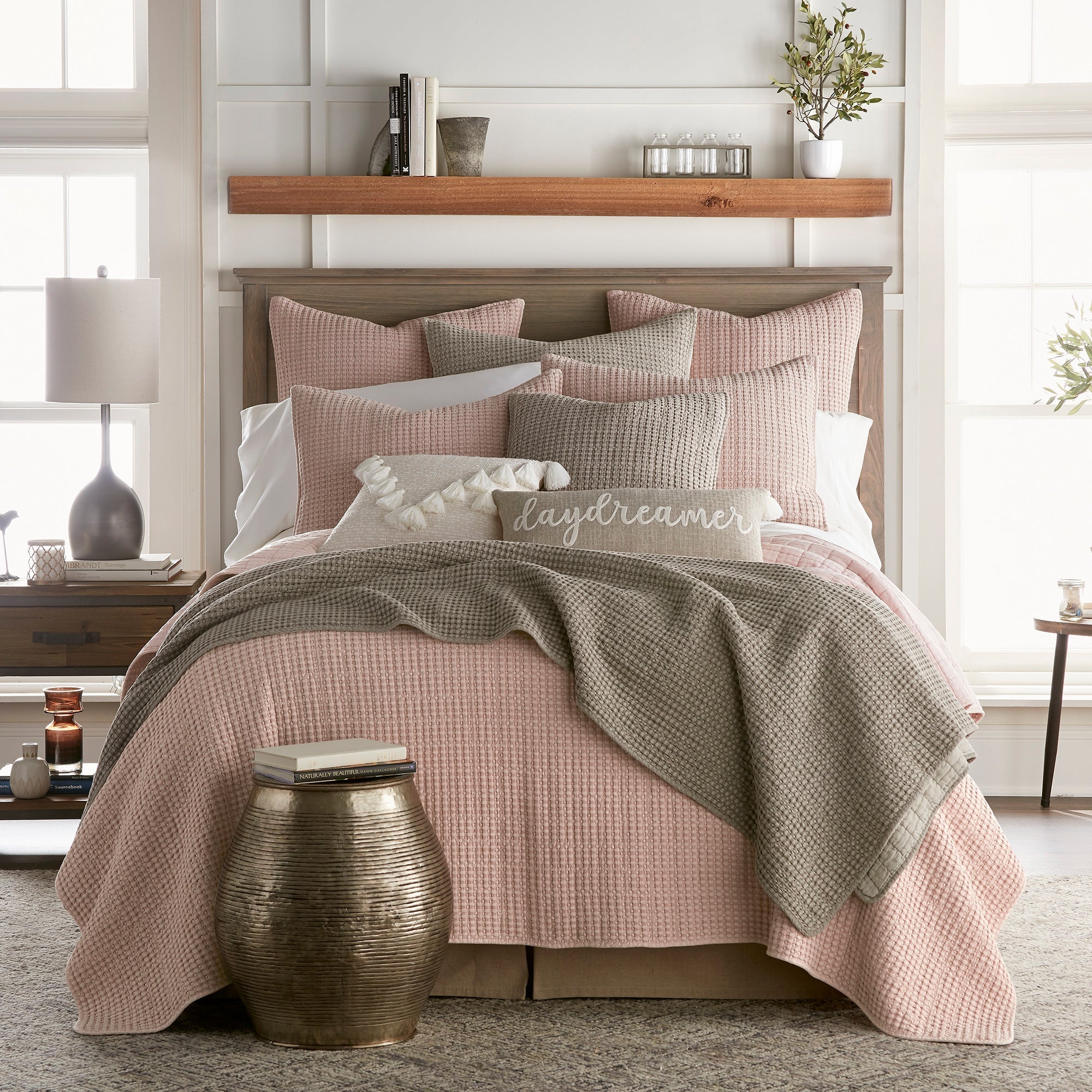  Levtex Home Mills Waffle Quilt Set Taupe - Taupe - Bonton