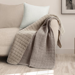 Mills Waffle Quilted Throw Grey