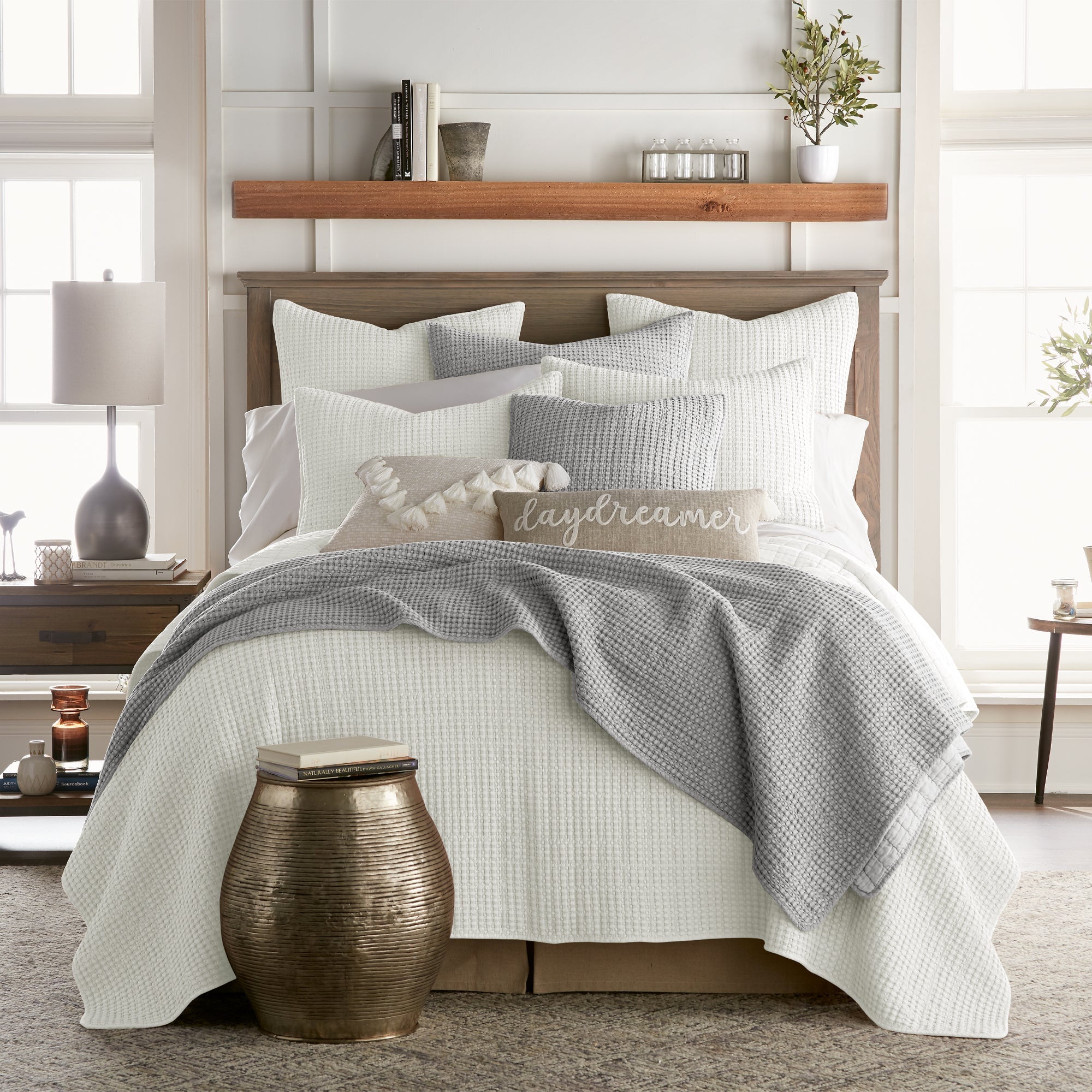  Levtex Home Mills Waffle Quilt Set White - White - Bonton