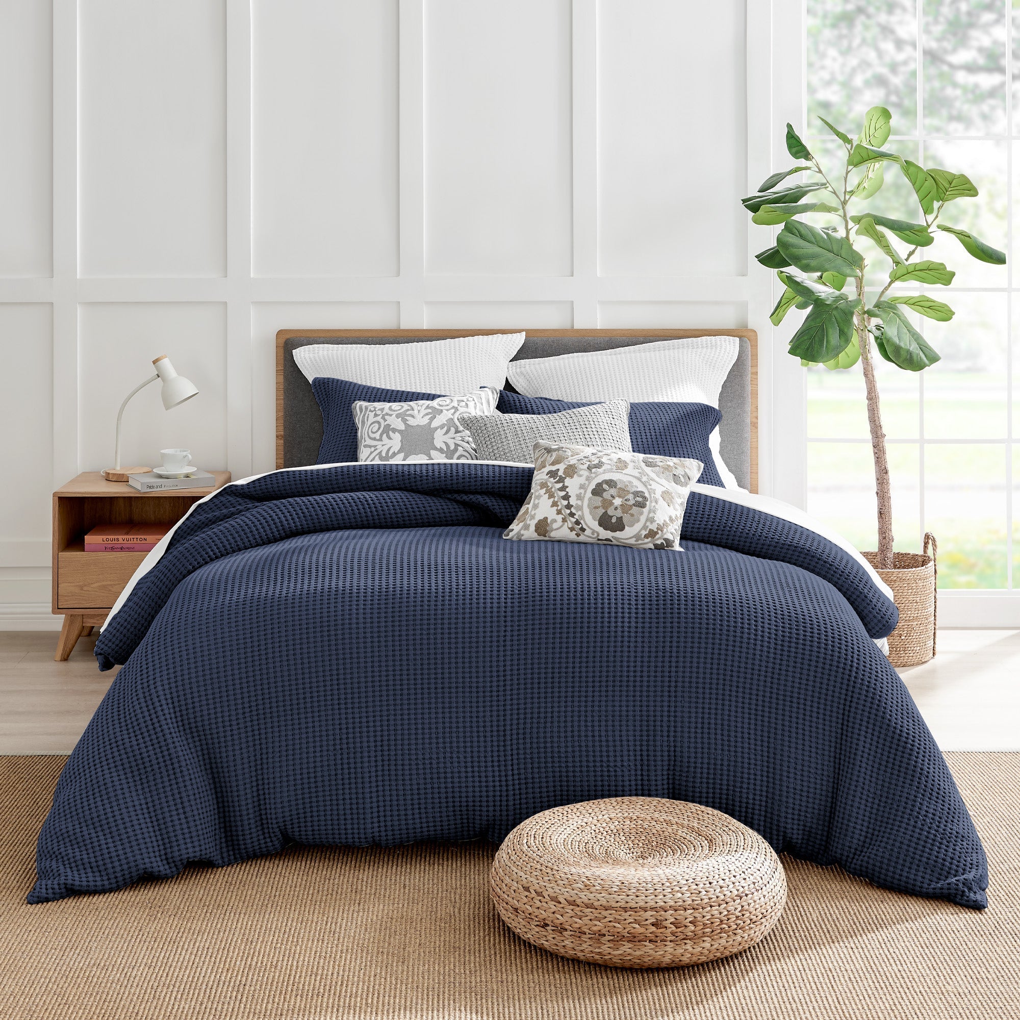  Levtex Home Mills Waffle Duvet Set - Navy - Bonton