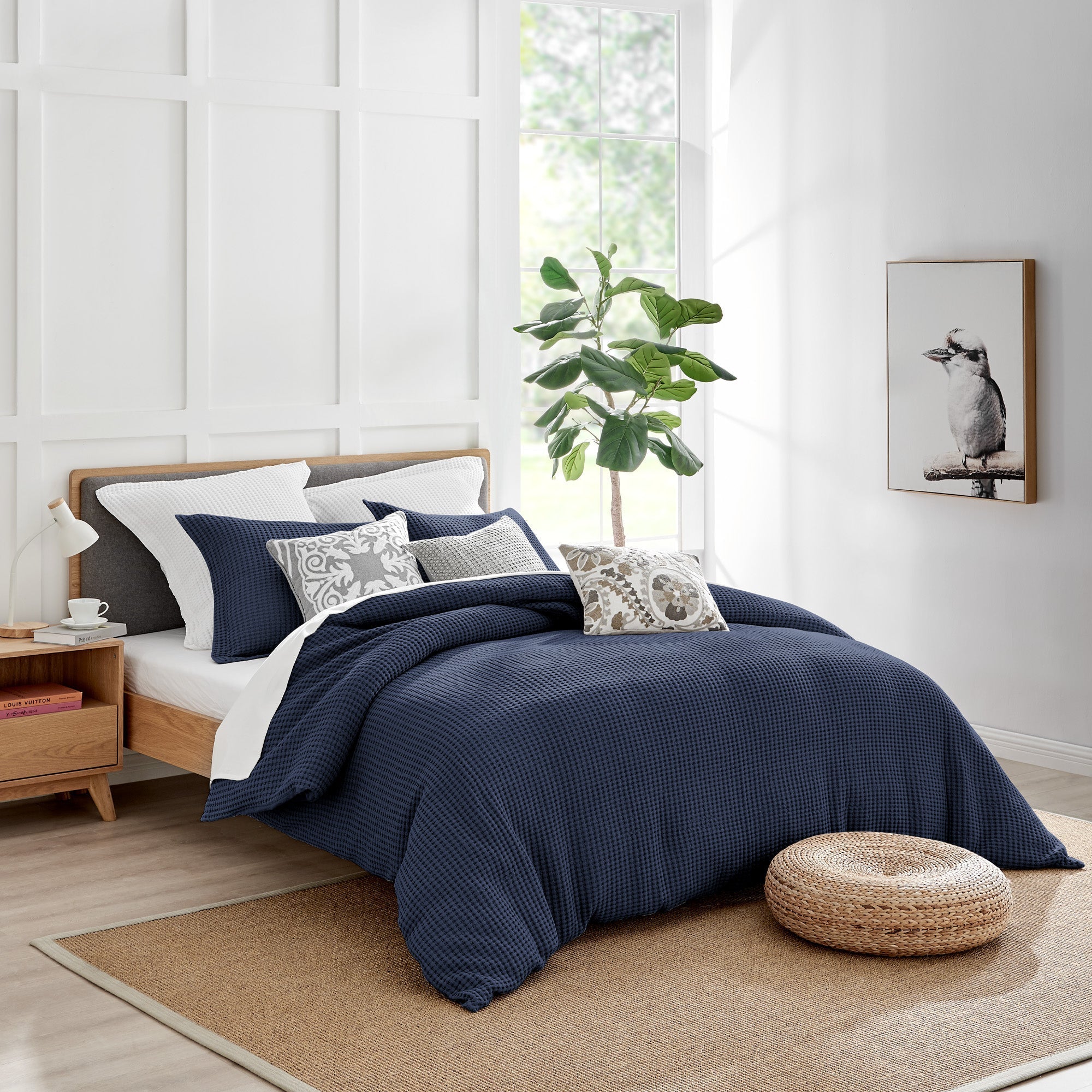  Levtex Home Mills Waffle Duvet Set - Navy - Bonton