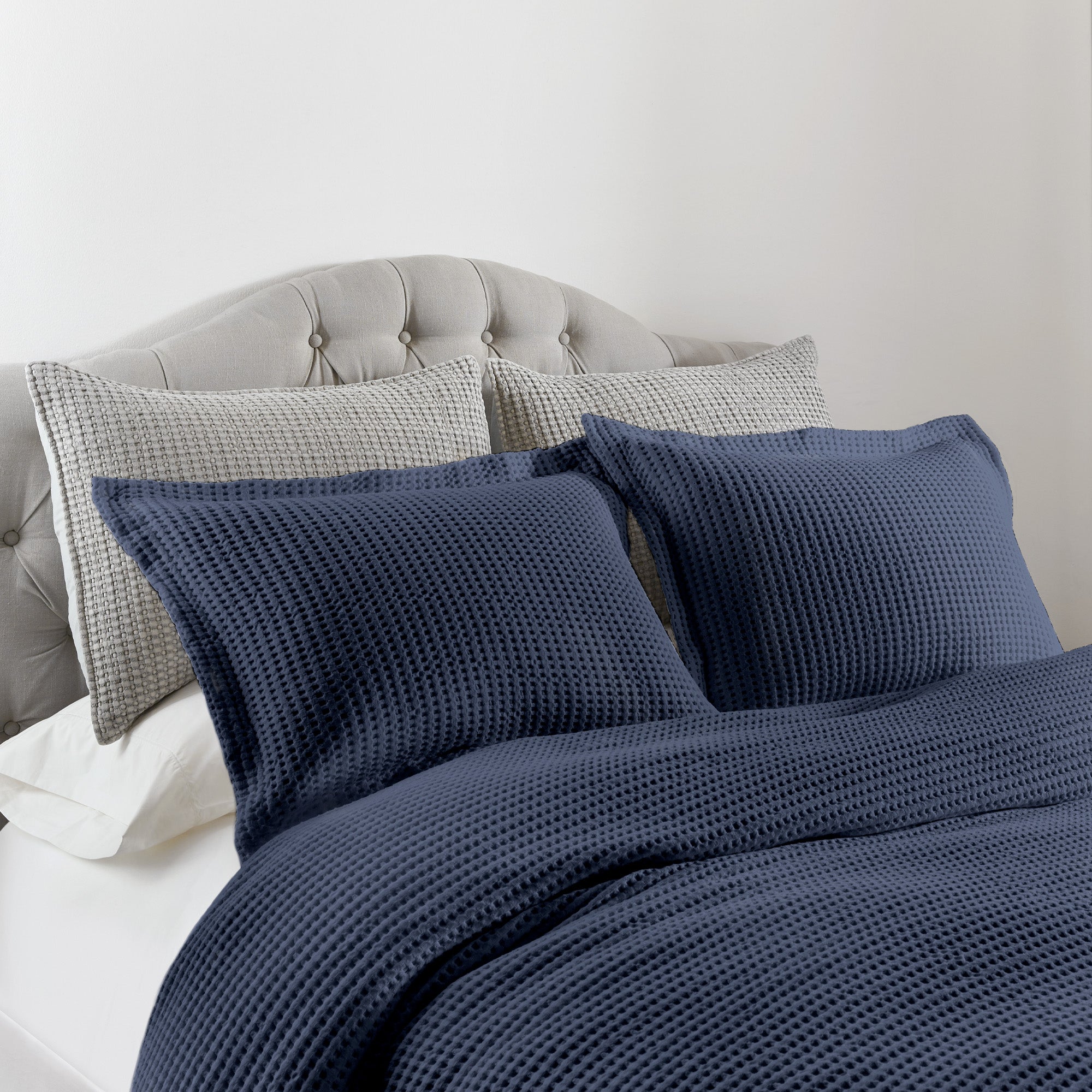  Levtex Home Mills Waffle Duvet Set - Navy - Bonton