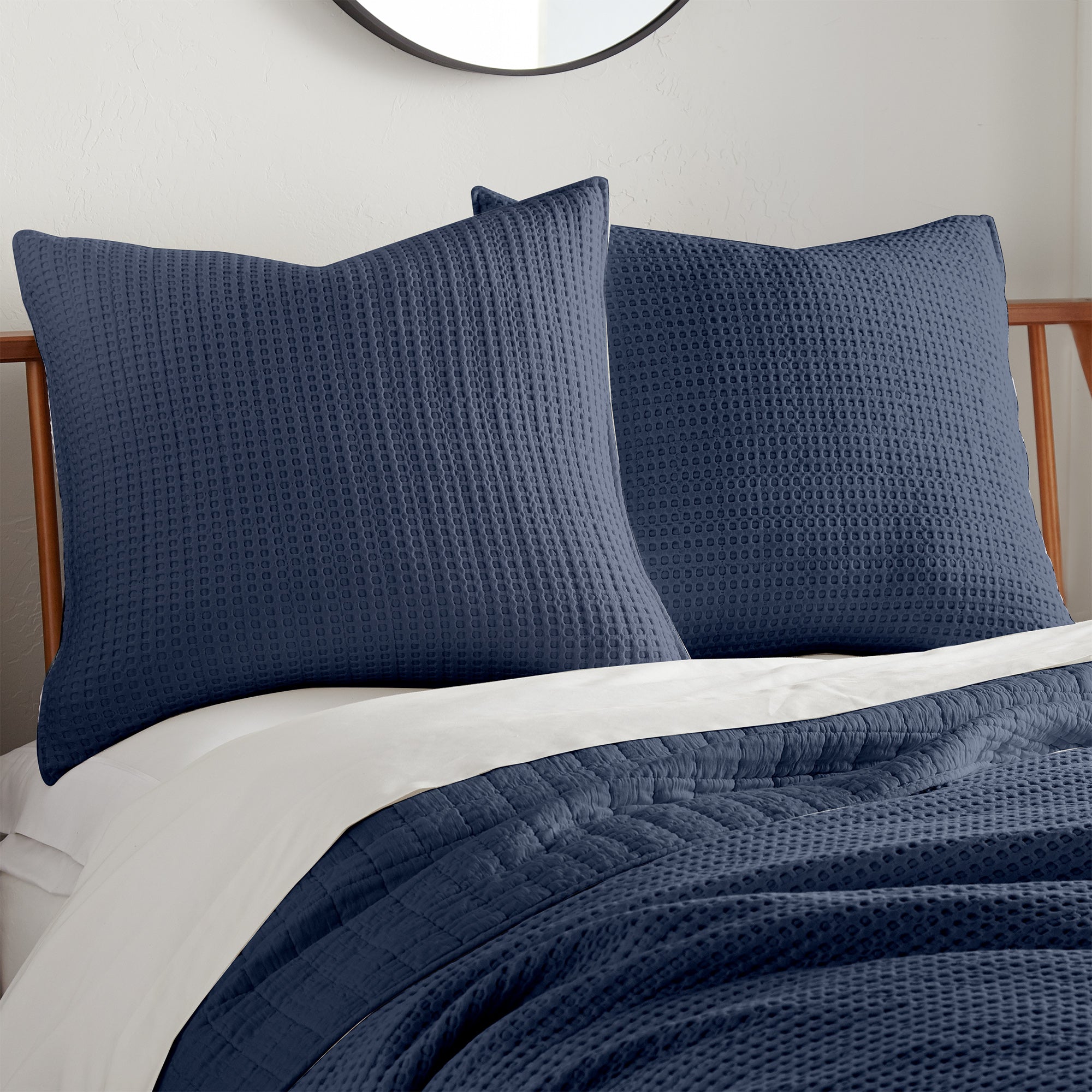  Levtex Home Mills Waffle Euro Sham Set of 2 Navy - Navy - Bonton