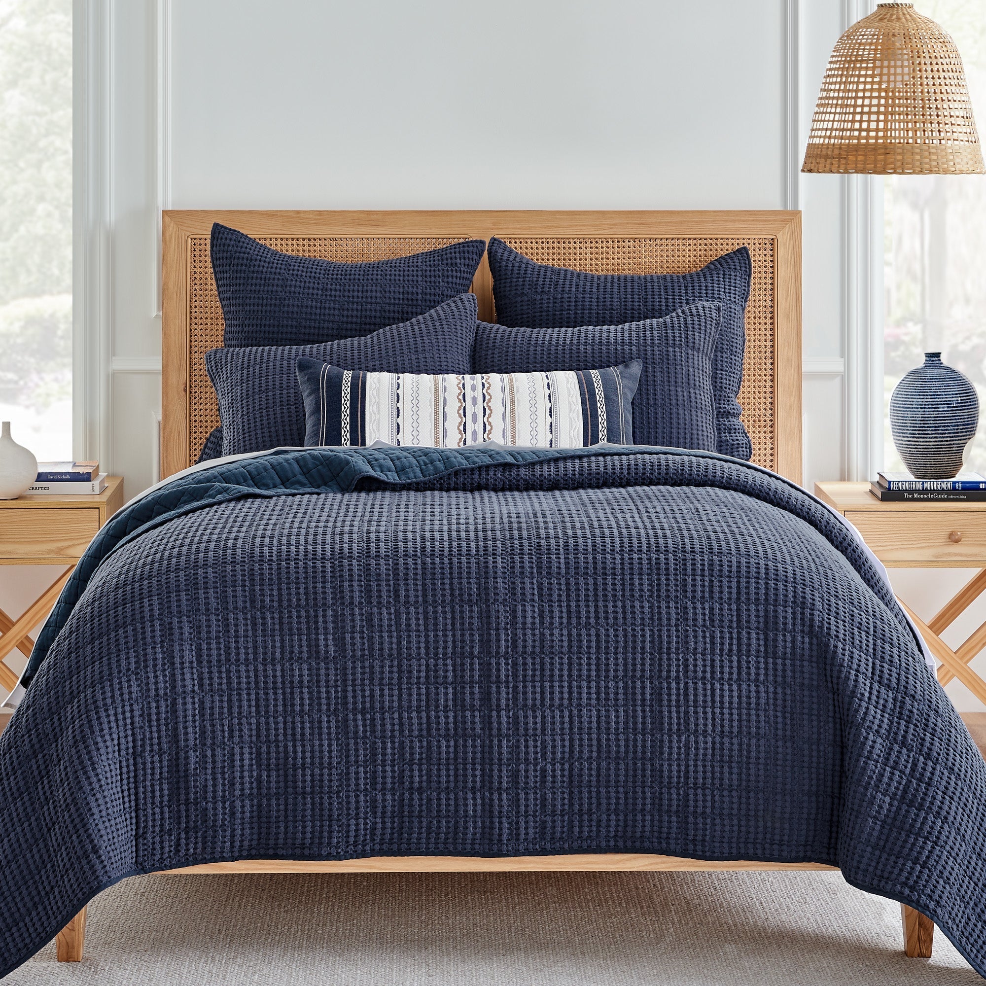  Levtex Home Mills Waffle Euro Sham Set of 2 Navy - Navy - Bonton