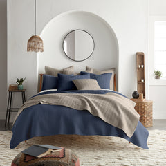 Mills Waffle Quilt Set Navy