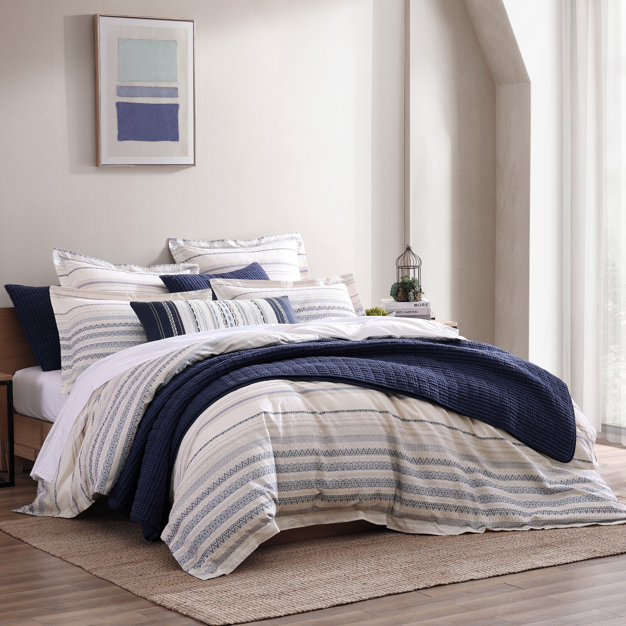  Levtex Home Mills Waffle Quilt Set Navy - Navy - Bonton