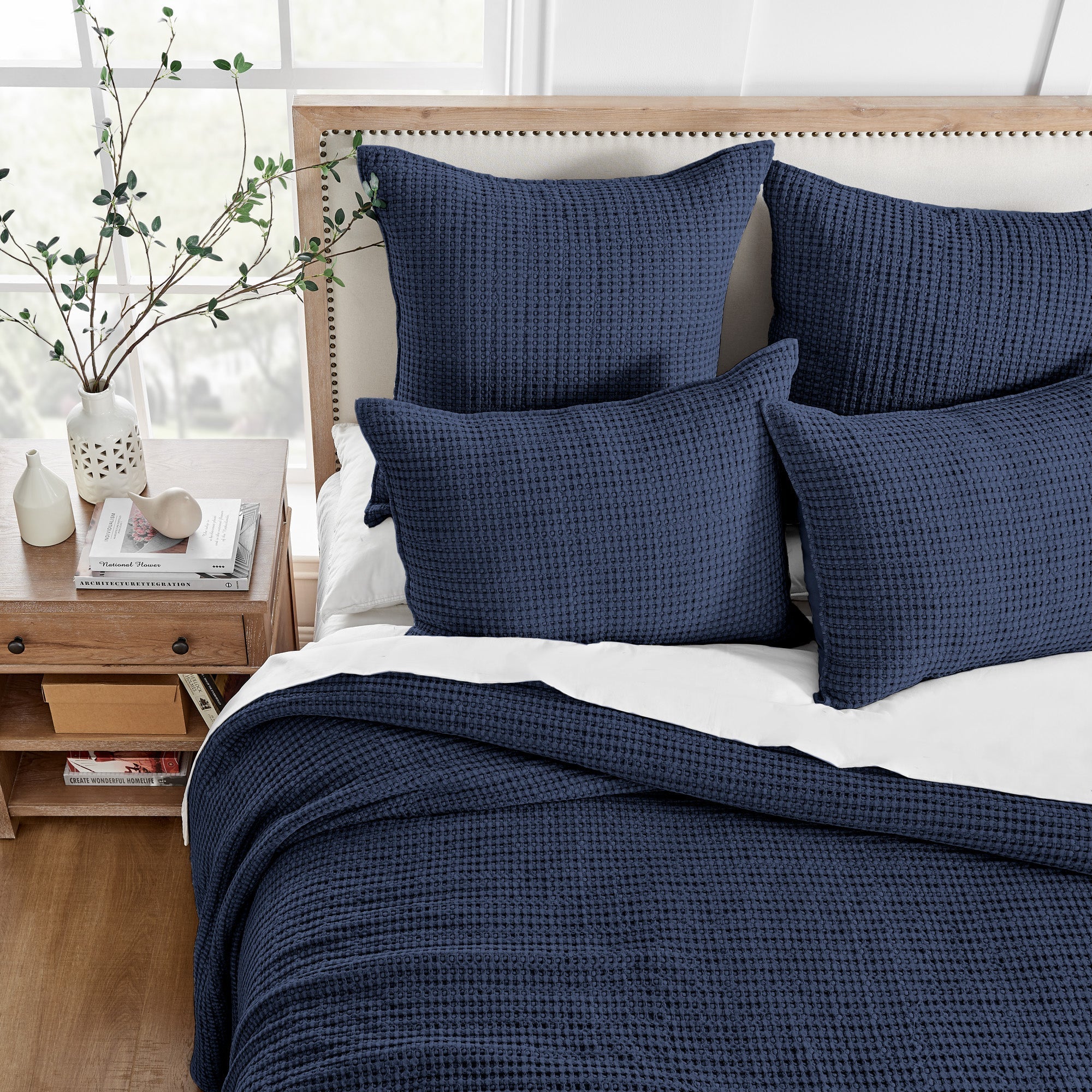  Levtex Home Mills Waffle Bedspread Set - Navy - Bonton